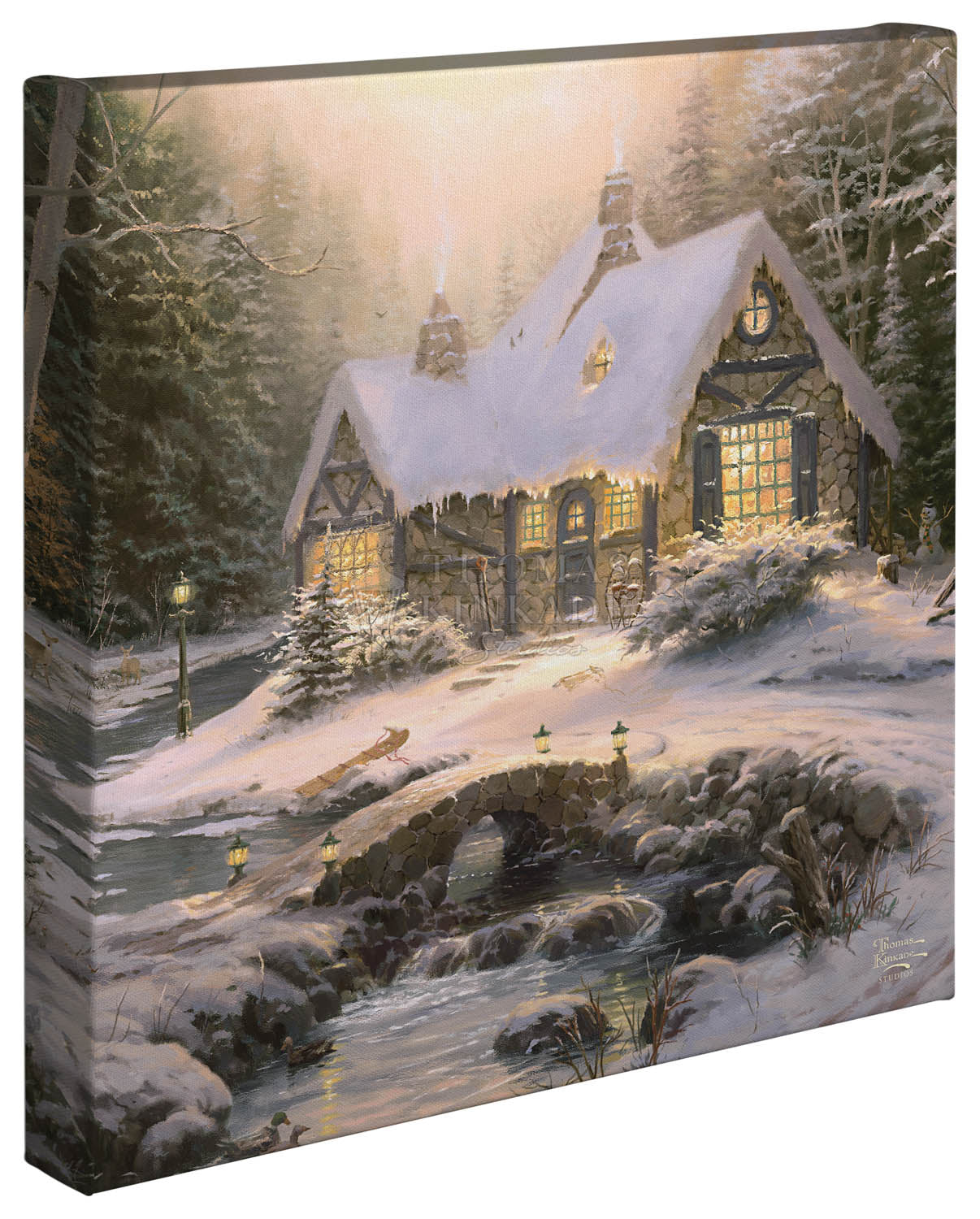Winter Light Cottage - 14" x 14" Gallery Wrapped Canvas - Image 2