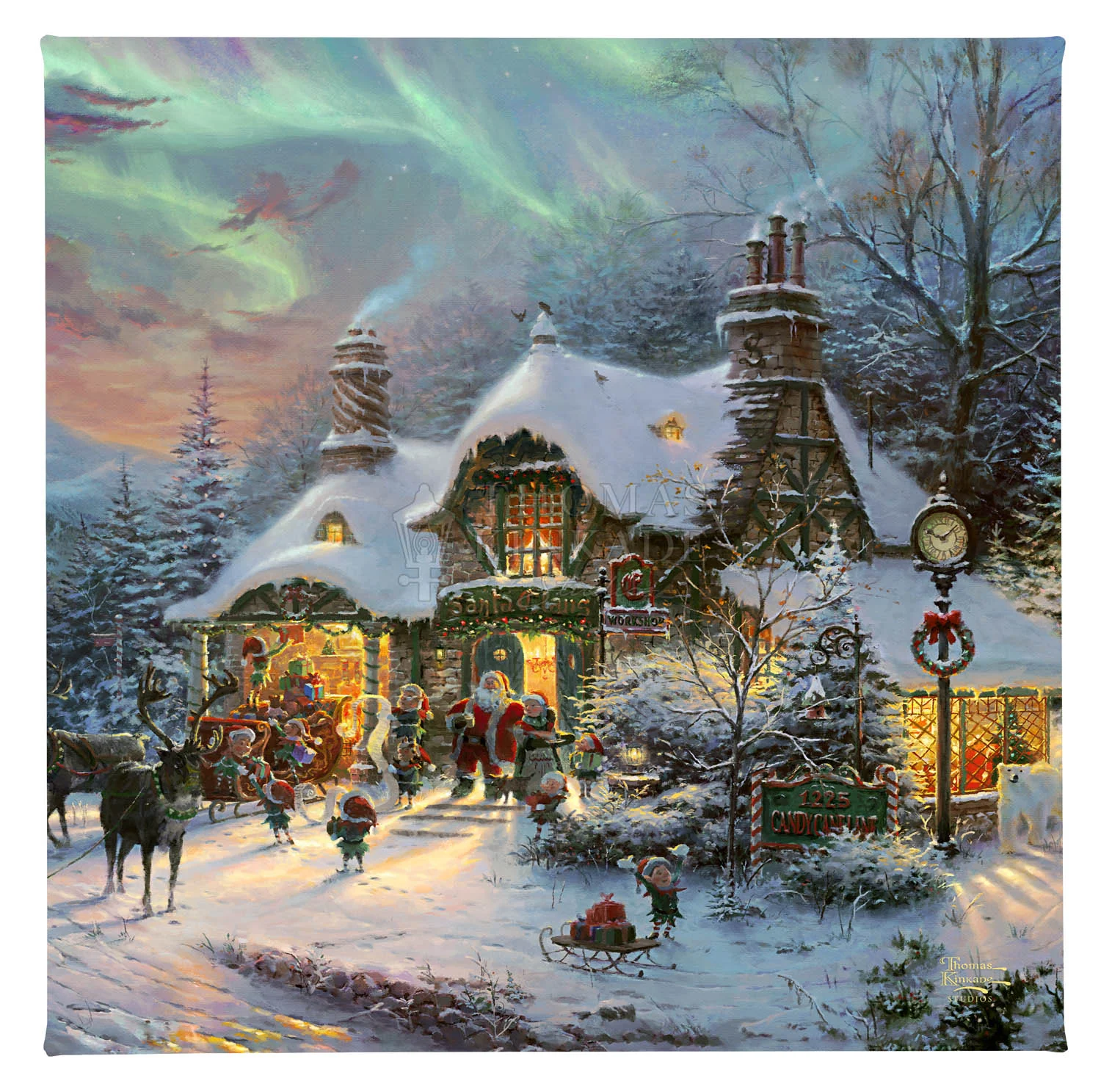 Santa's Night Before Christmas - 14" x 14" Gallery Wrapped Canvas