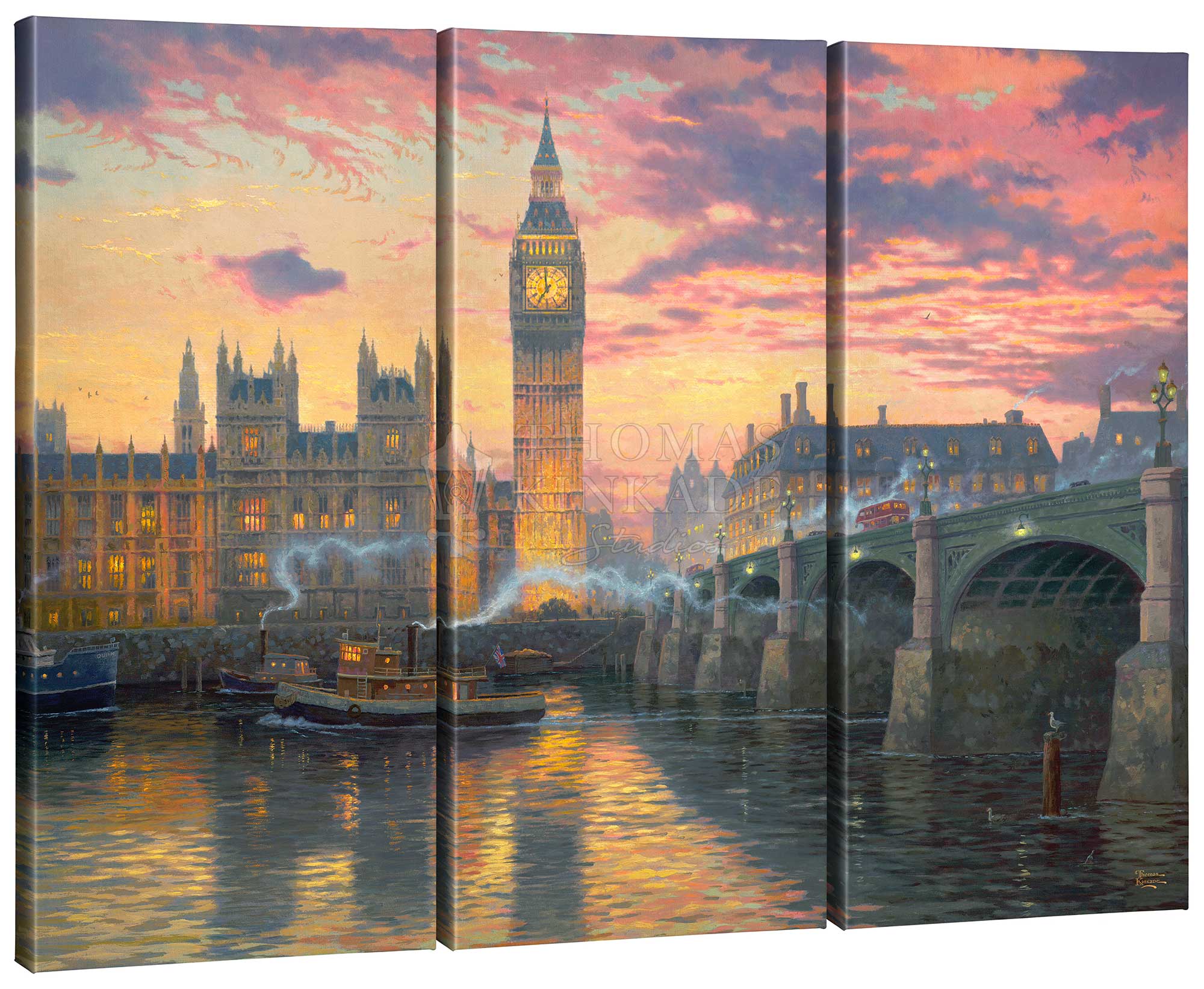 London - 36" x 48" (Set of 3) Triptych Giclee Canvas