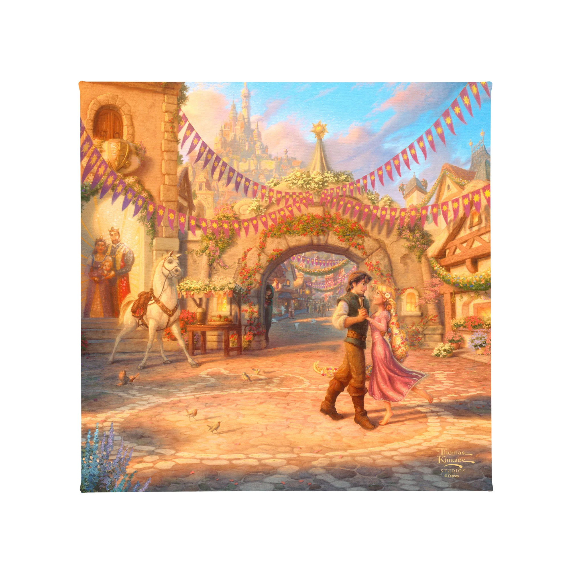 Disney Rapunzel Dancing in the Sunlit Courtyard - 14" X 14" Gallery Wrapped Canvas