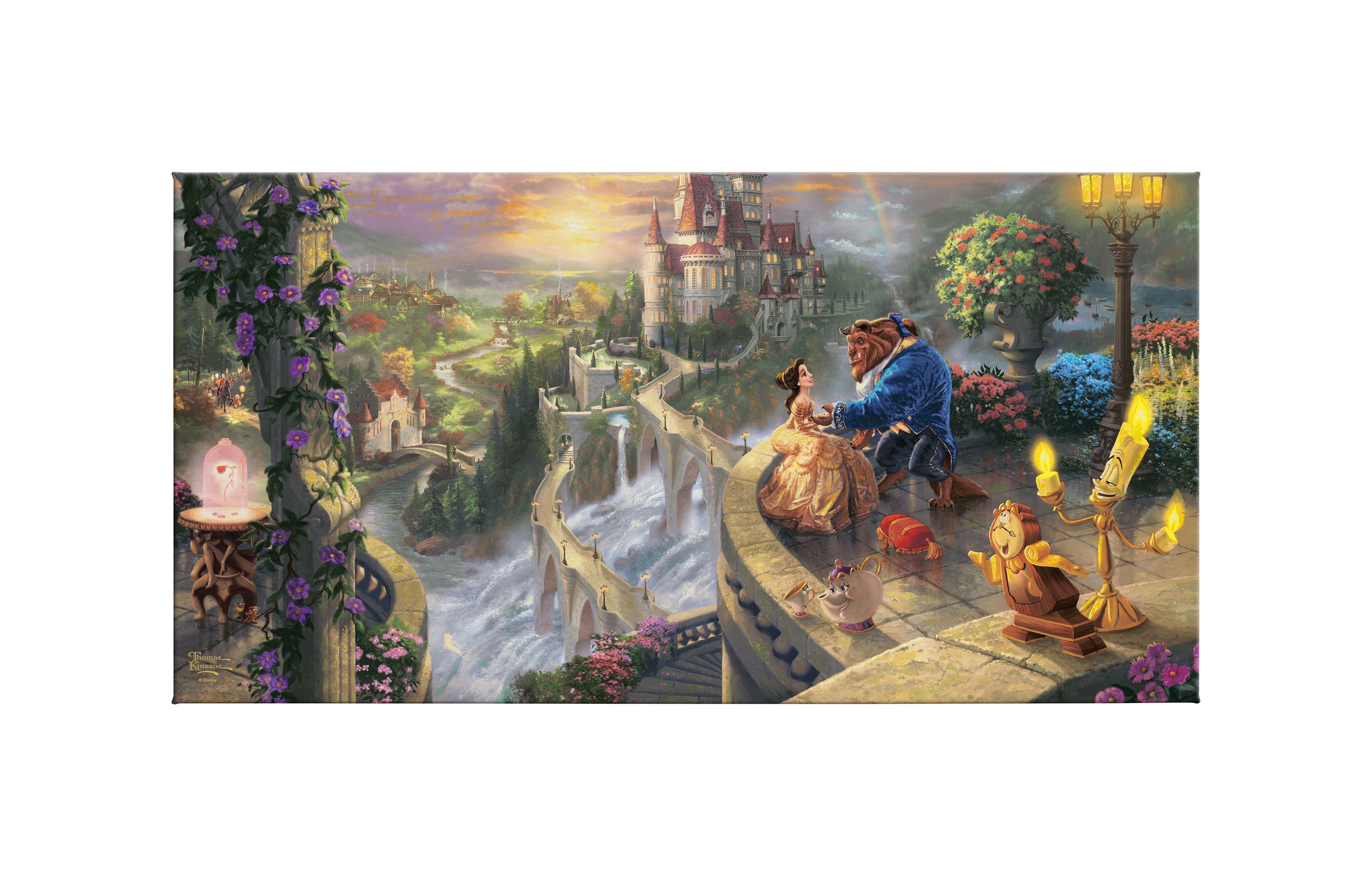 Disney Beauty and the Beast Falling in Love - 16" x 31" Gallery Wrapped Canvas