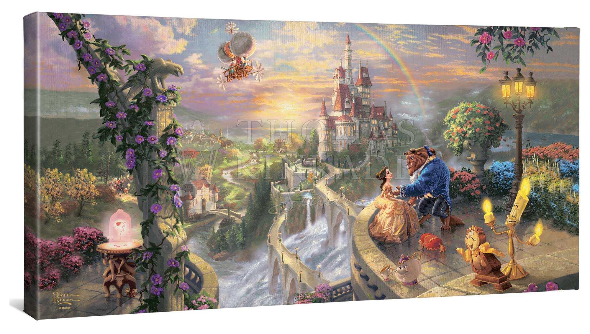 Disney Beauty and the Beast Falling in Love - 16" x 31" Gallery Wrapped Canvas - Image 2