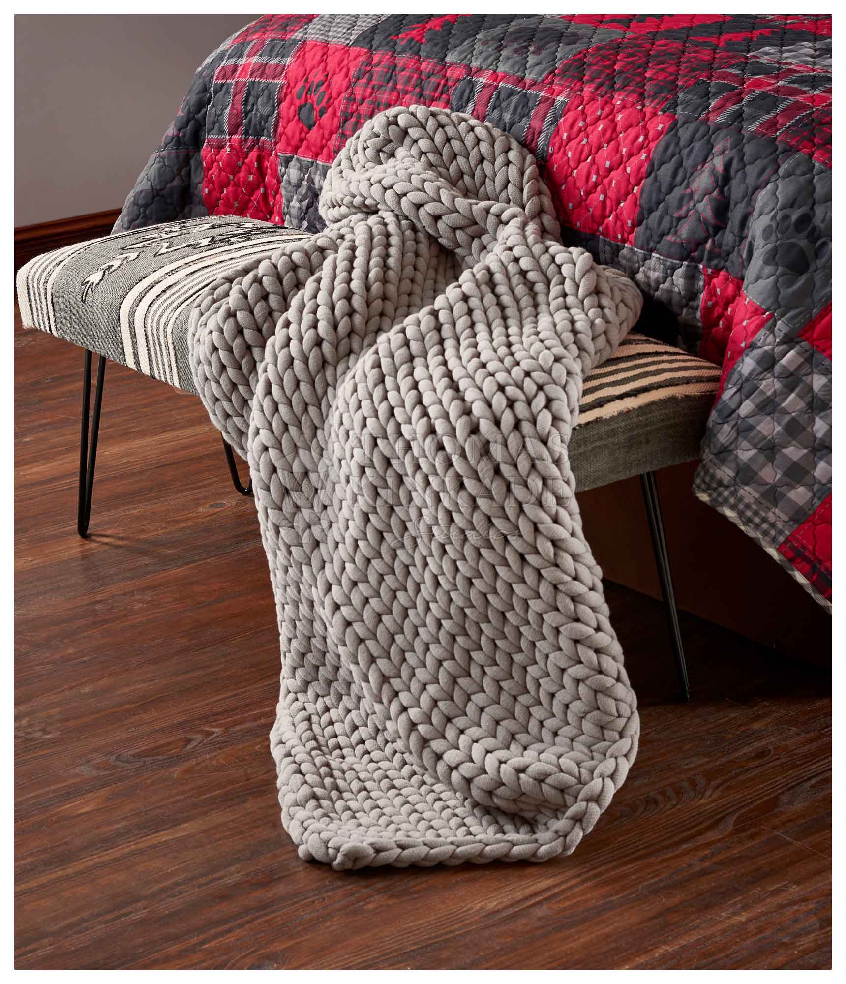 Grey Frost Chunky Knit - Throw