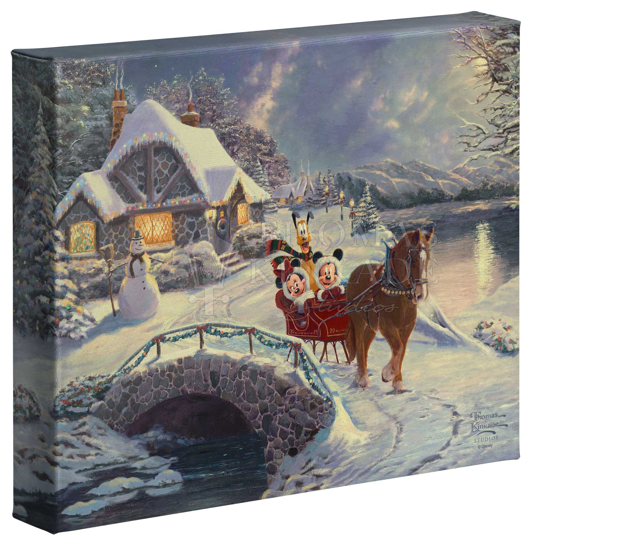 Disney Mickey and Minnie Evening Sleigh Ride - 8" x 10" Gallery Wrapped Canvas - Image 2