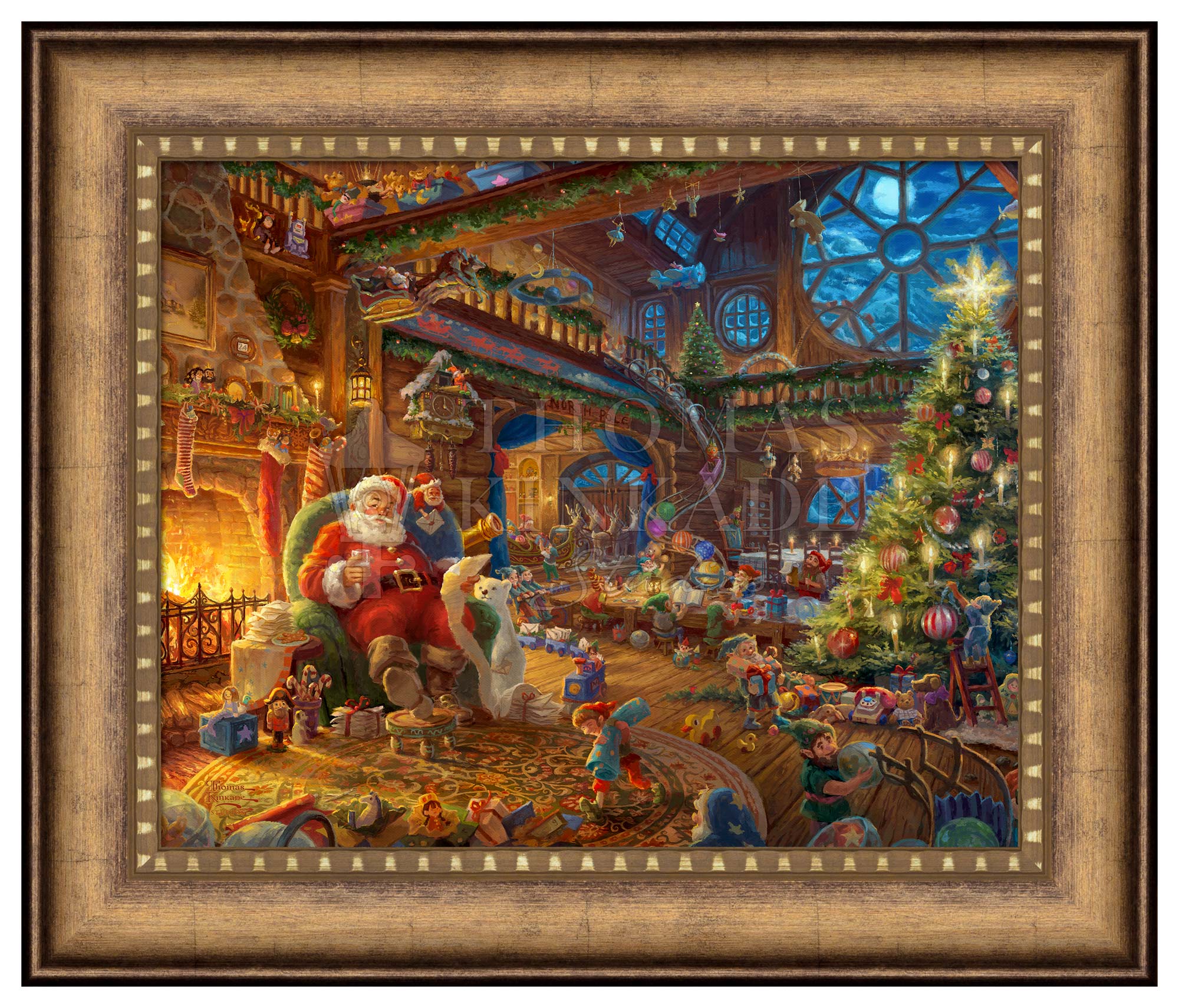 Santa's Workshop - 16" x 20" Brushstroke Vignette (Gold Frame)