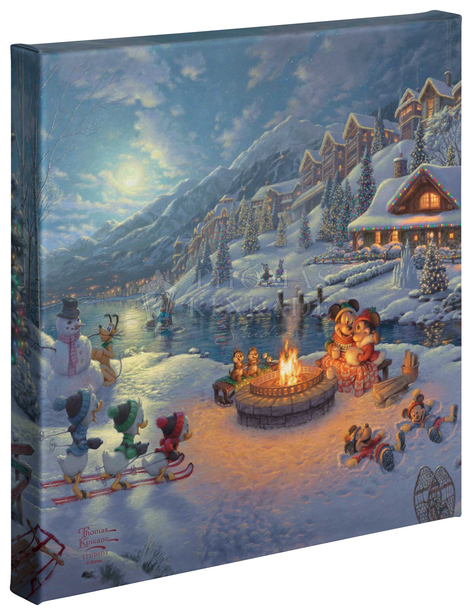 Disney Mickey and Minnie Christmas Lodge - 14" x 14" Gallery Wrapped Canvas - Image 2