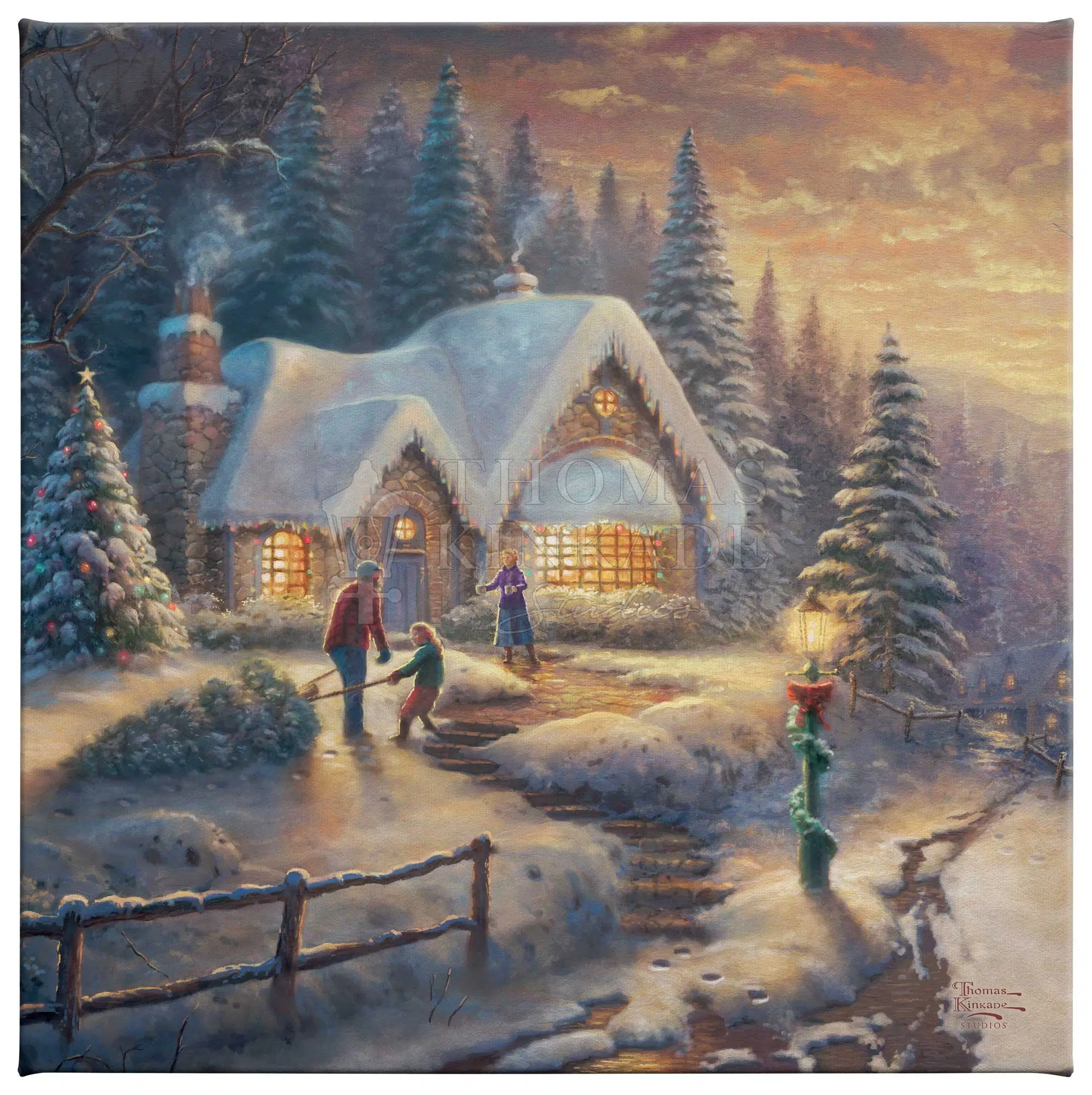 Country Christmas Homecoming - 14" x 14" Gallery Wrapped Canvas