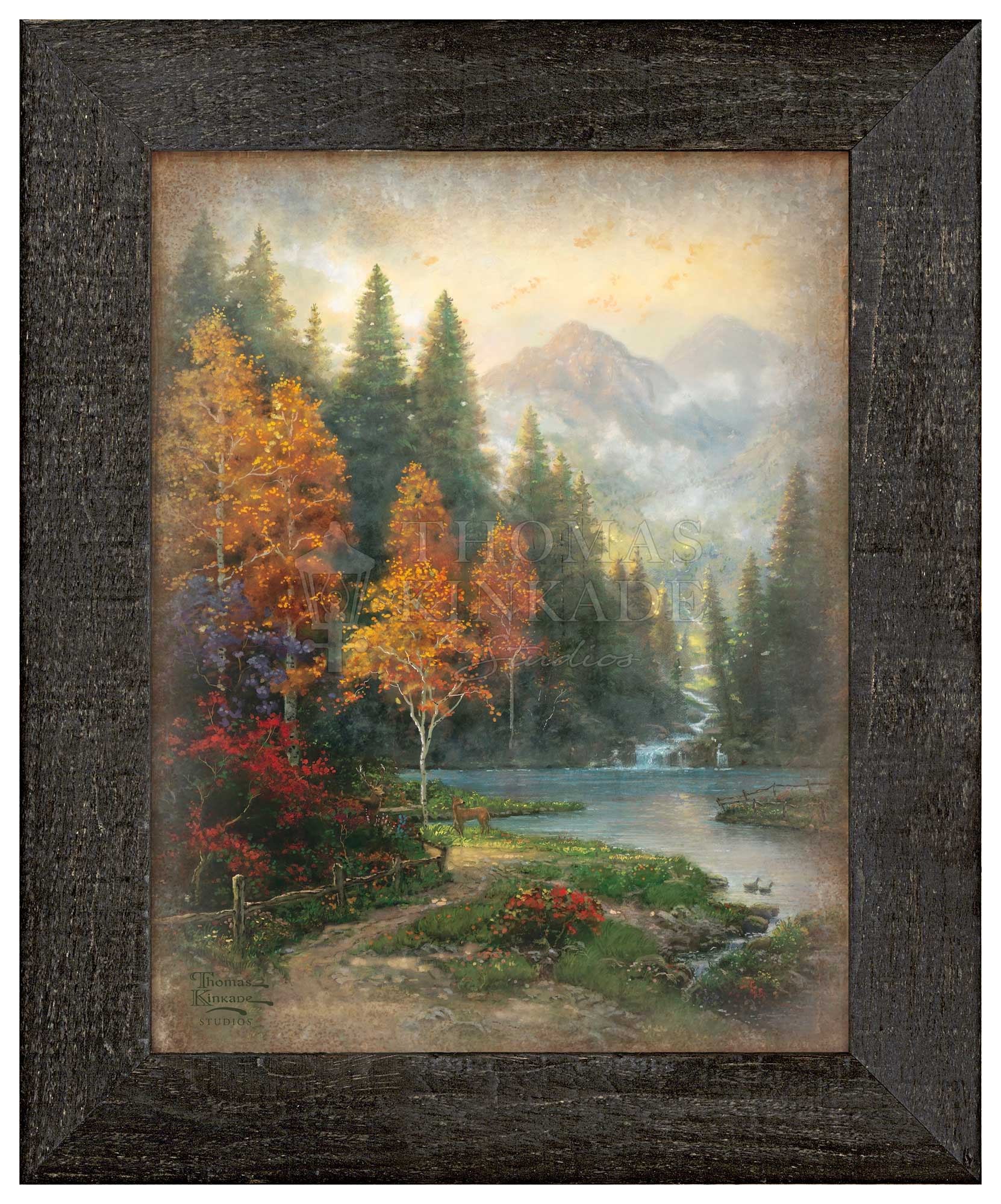 Evening at Autumn Lake - 12.5" x 16" Framed Metal Print