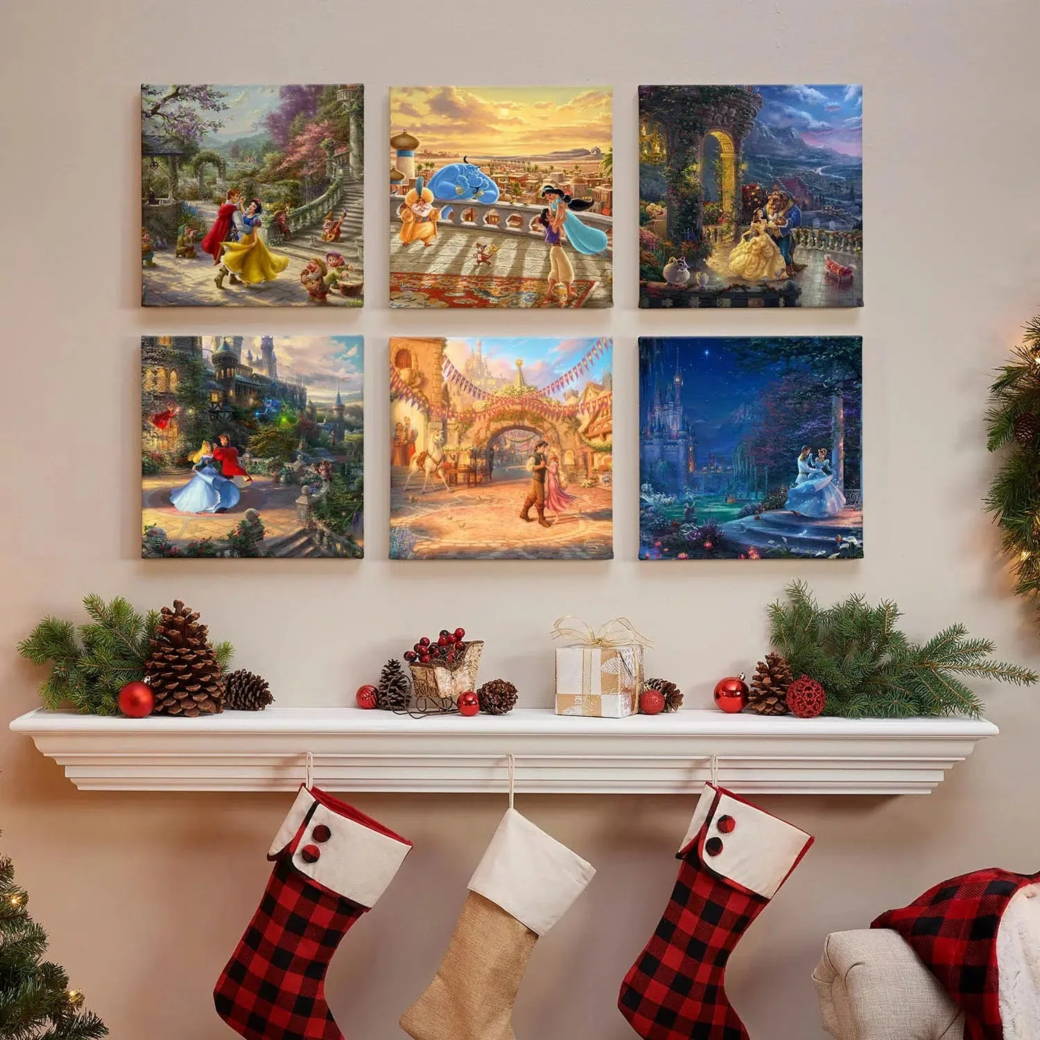 Disney Princesses Dancing (Set of 6) - 14" x 14" Gallery Wrapped Canvas