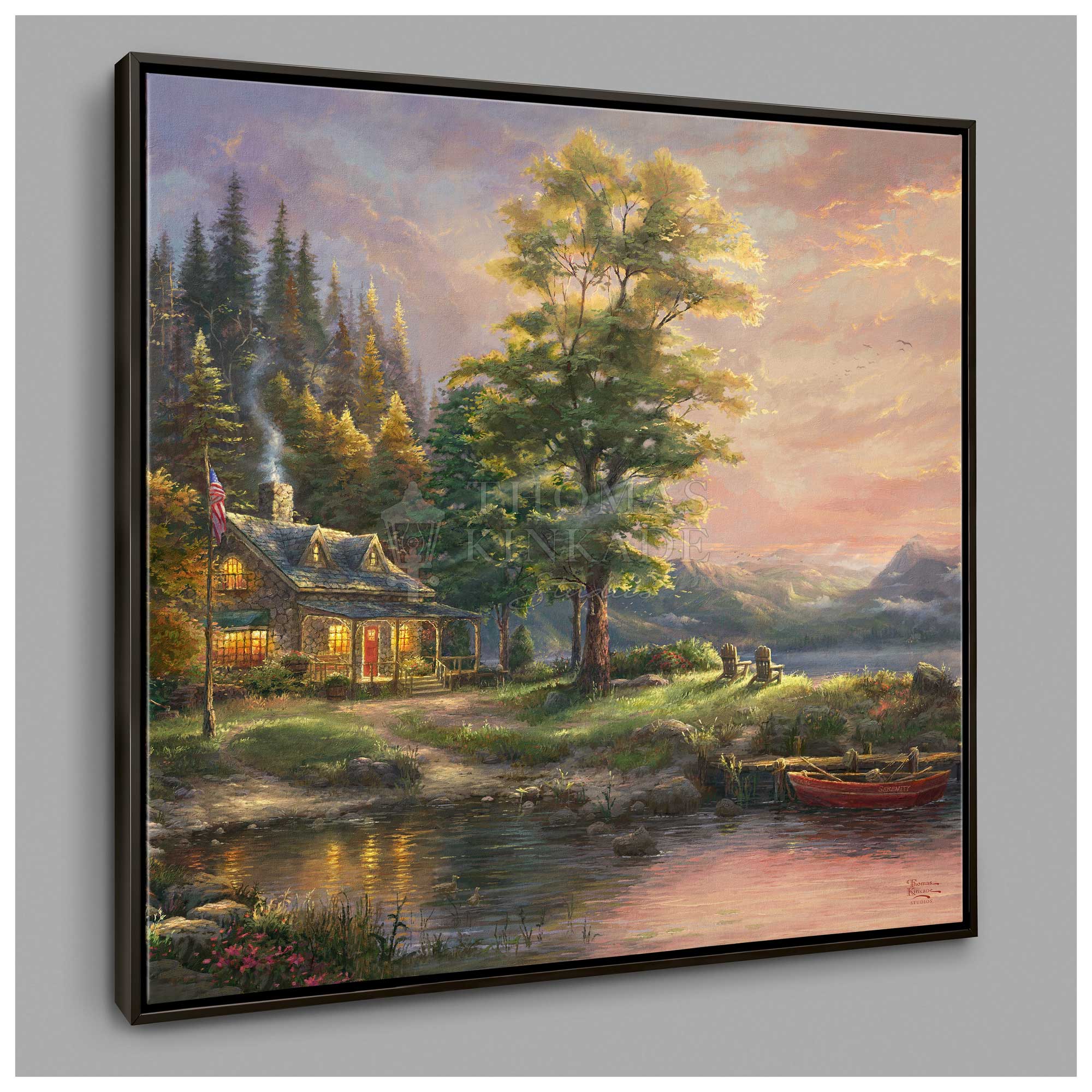 Morning Light Lake - 36" x 36" Canvas Wall Mural (Onyx Black Frame)