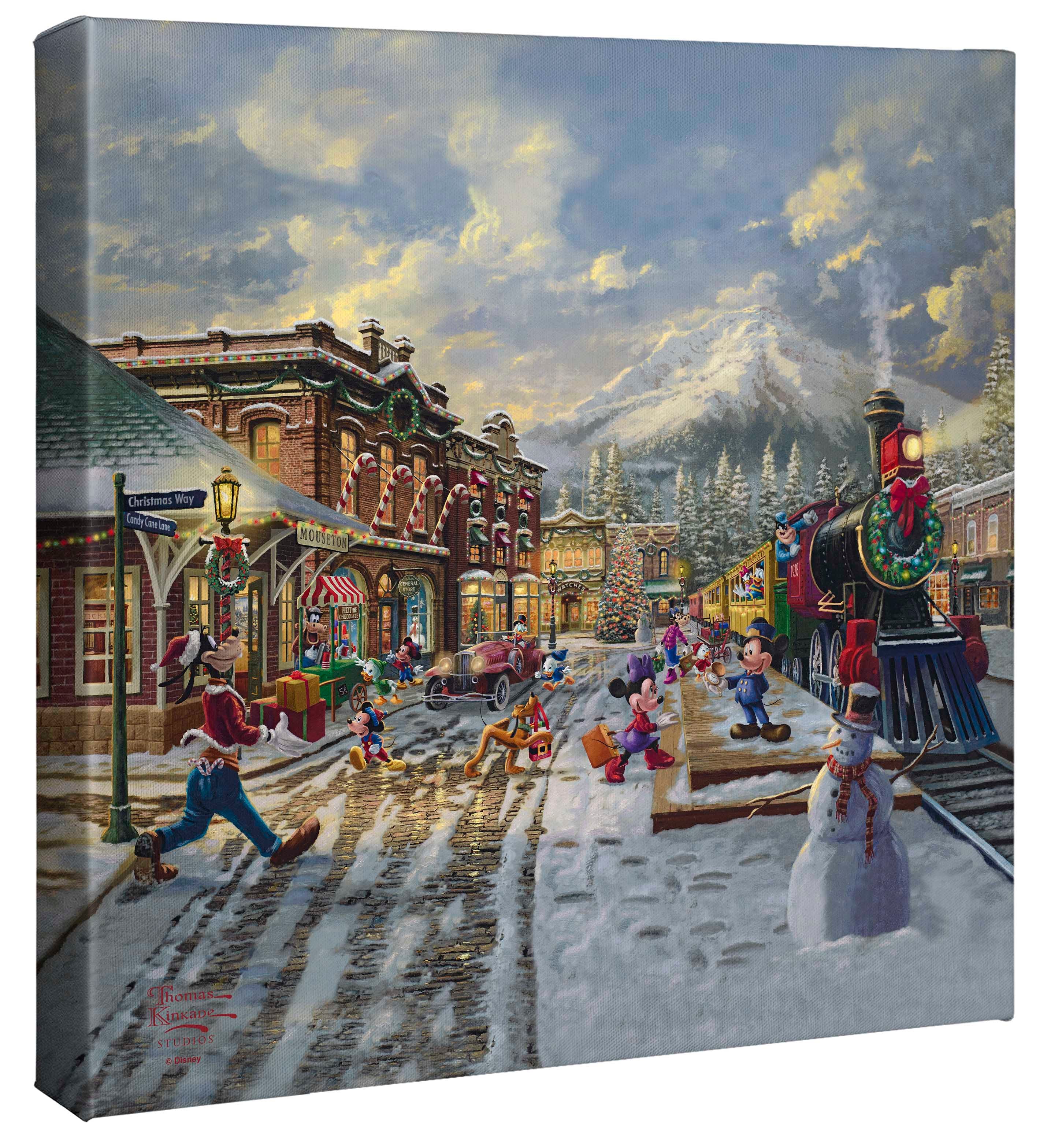 Disney Mickey and Minnie Candy Cane Express - 14" x 14" Gallery Wrapped Canvas - Image 2
