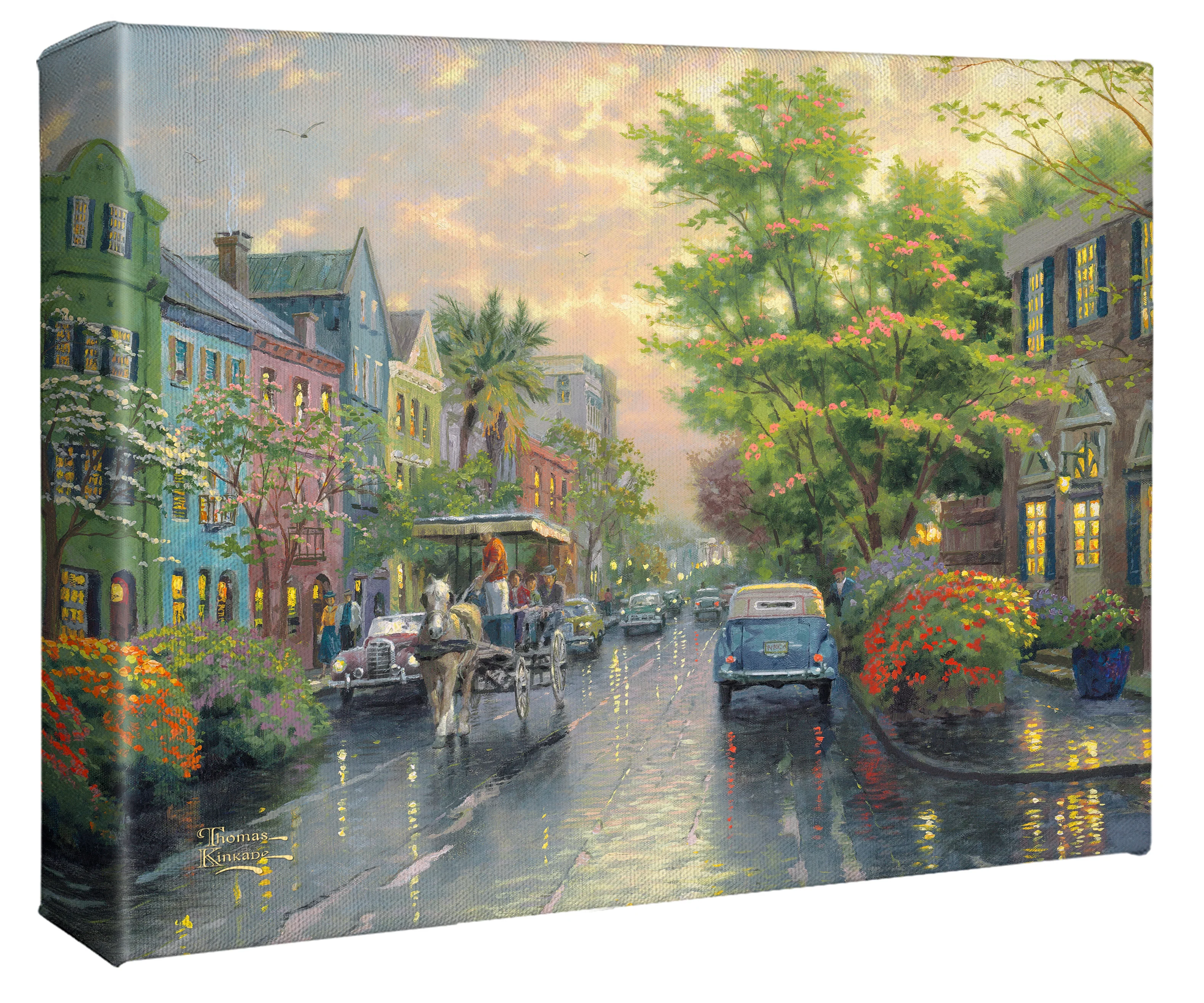Charleston, Sunset on Rainbow Row - 8" x 10" Gallery Wrapped Canvas - Image 2