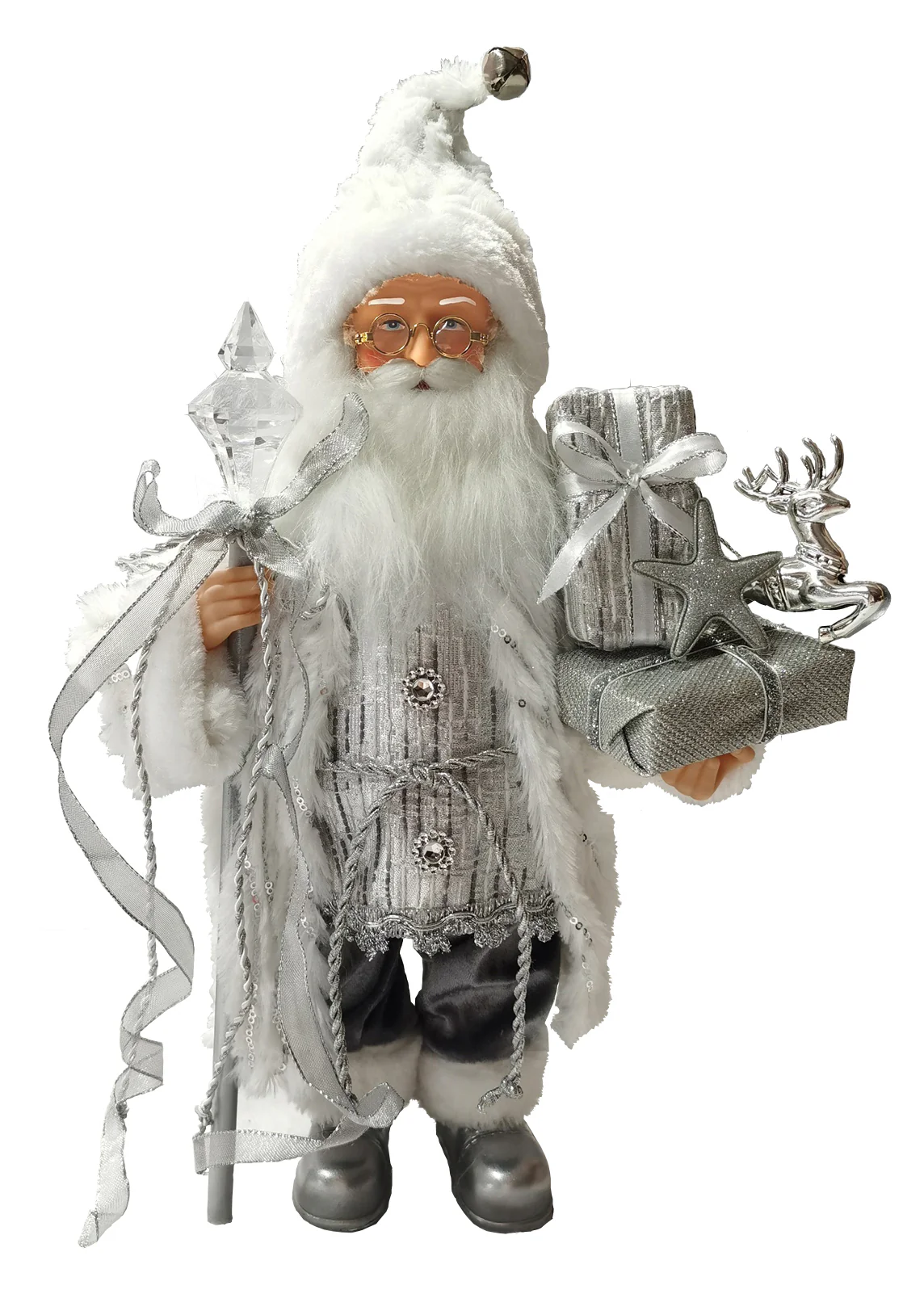 Silver Gift Bearer - 15" Santa