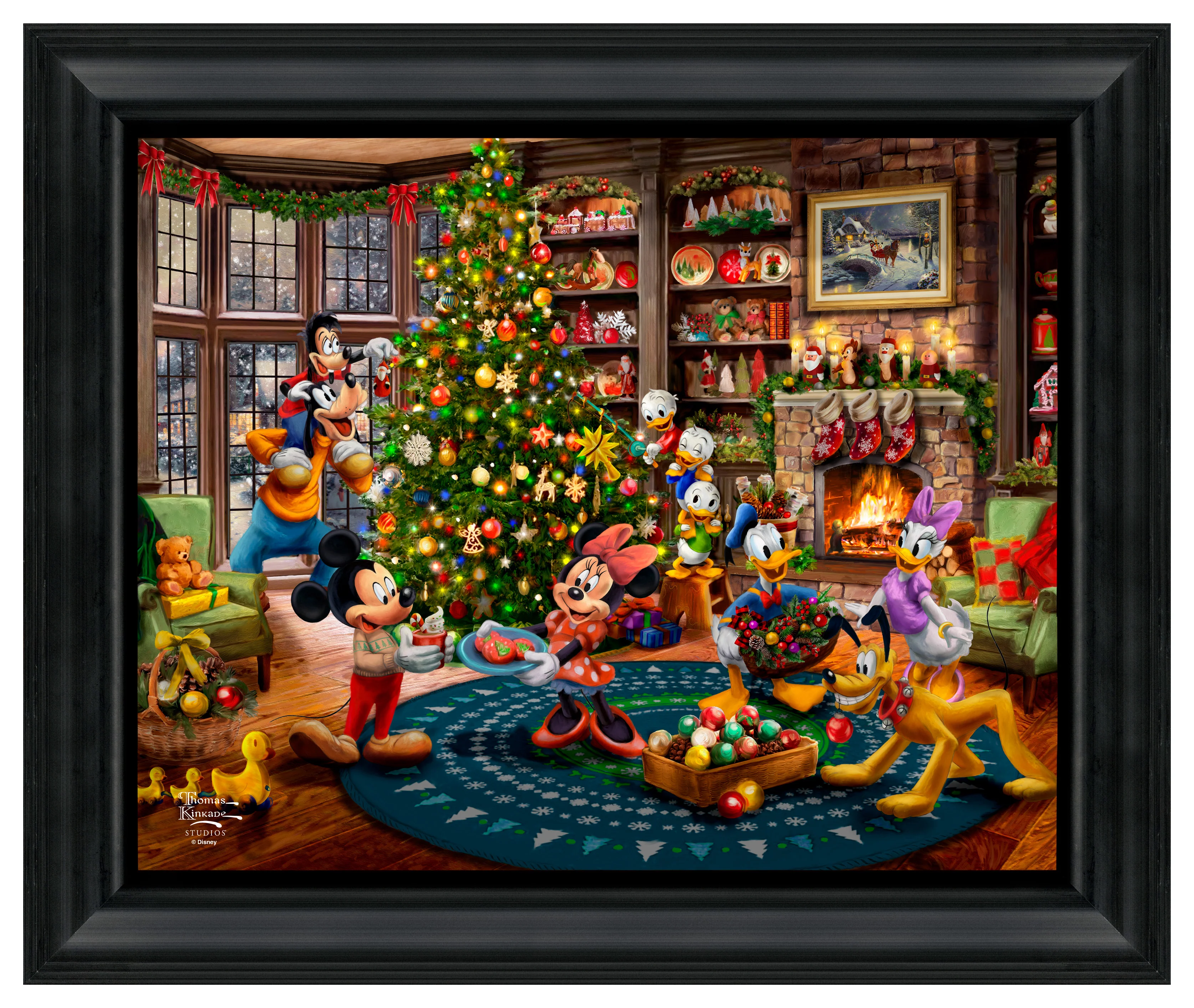 Disney Mickey and Minnie Trimming the Tree - 16" x 20" Brushstroke Vignette