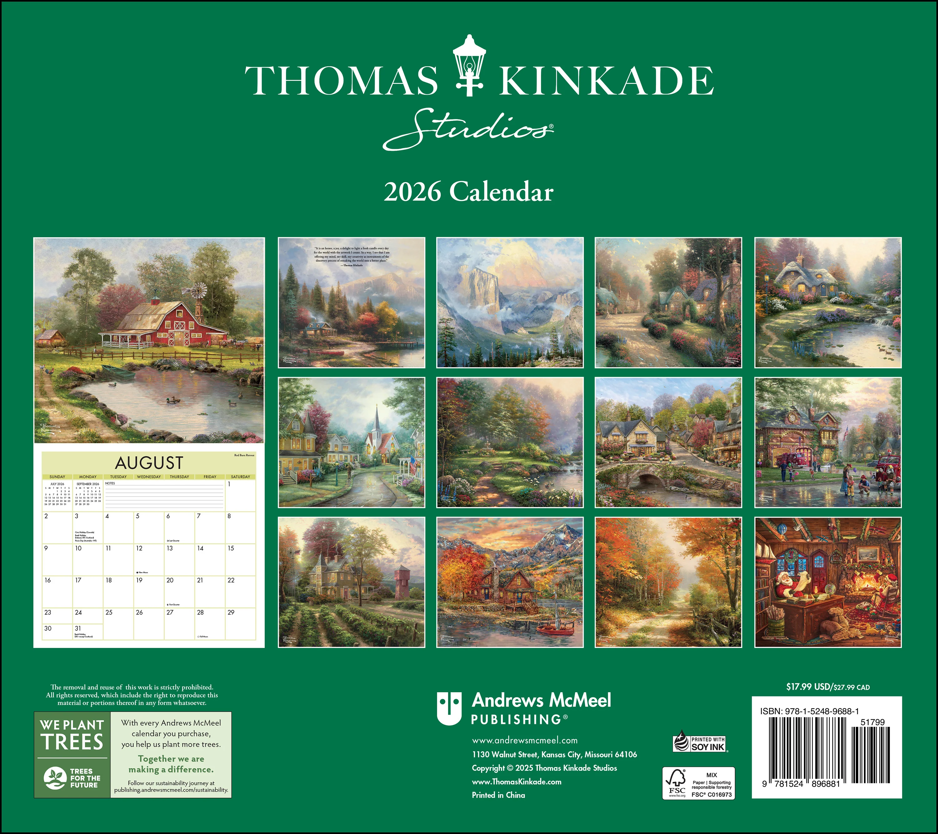 Thomas Kinkade Studios 2026 Deluxe Wall Calendar - Image 2
