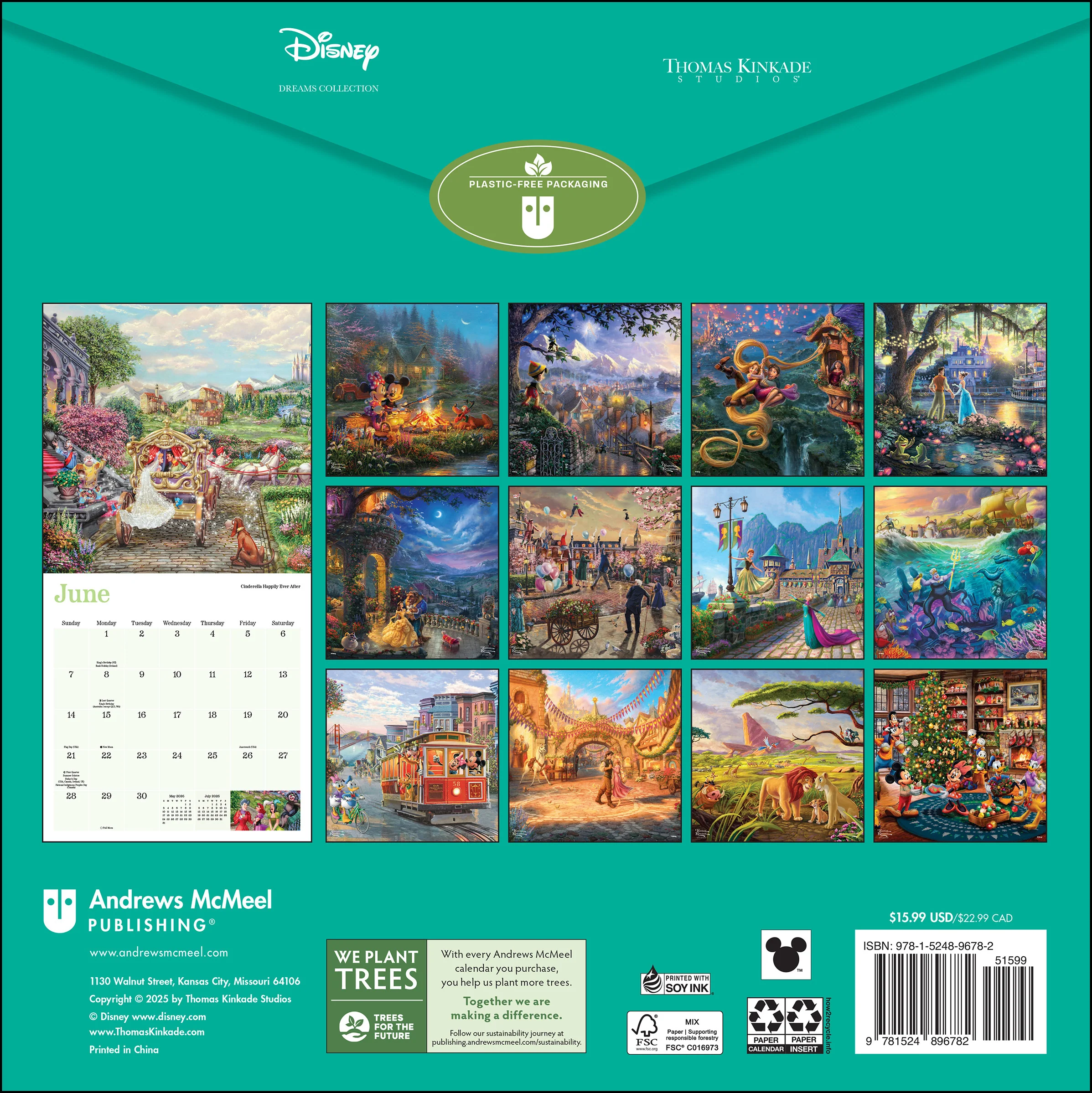 Disney Dreams Collection by Thomas Kinkade Studios 2026 Wall Calendar - Image 2