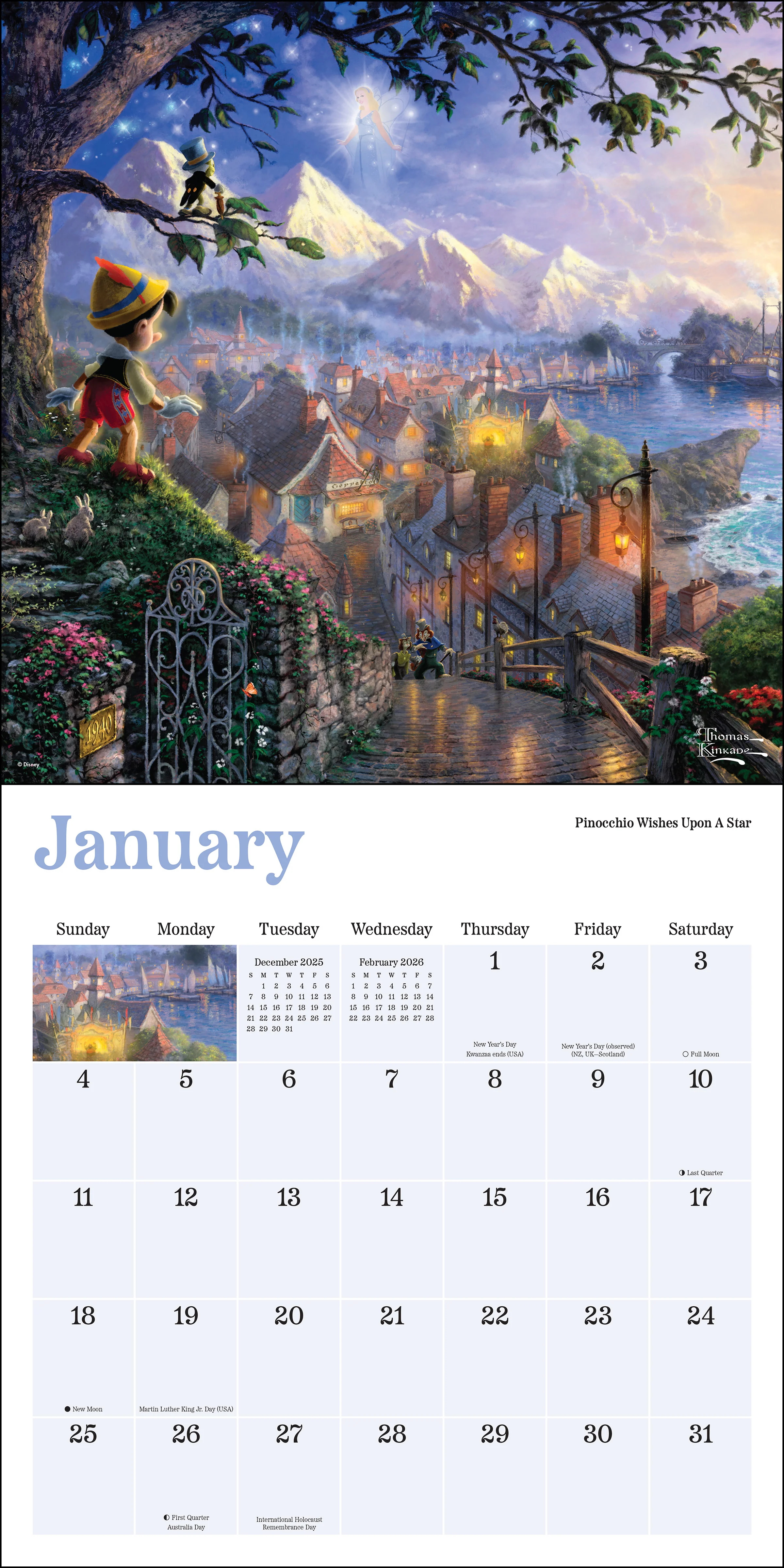 Disney Dreams Collection by Thomas Kinkade Studios 2026 Wall Calendar - Image 3