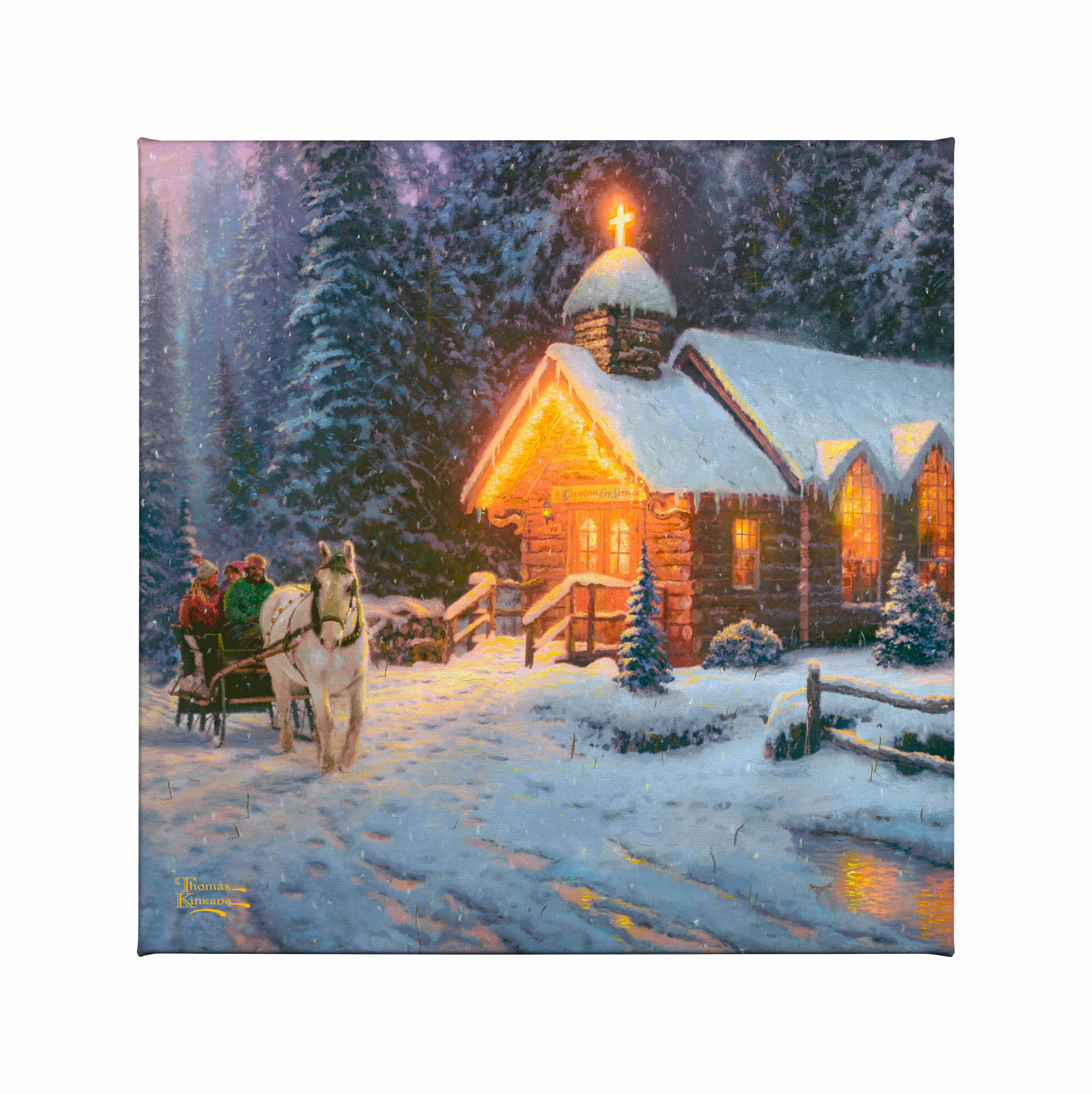 Christmas Chapel I - 14" x 14" Gallery Wrapped Canvas