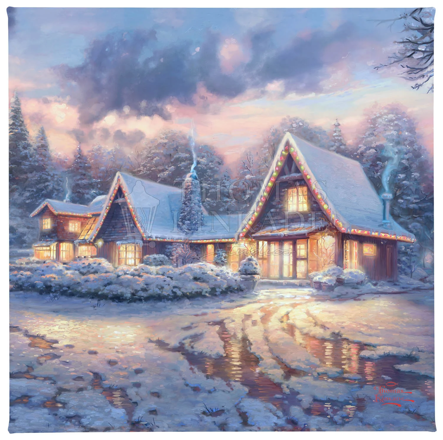 Christmas Lodge - 14" x 14" Gallery Wrapped Canvas