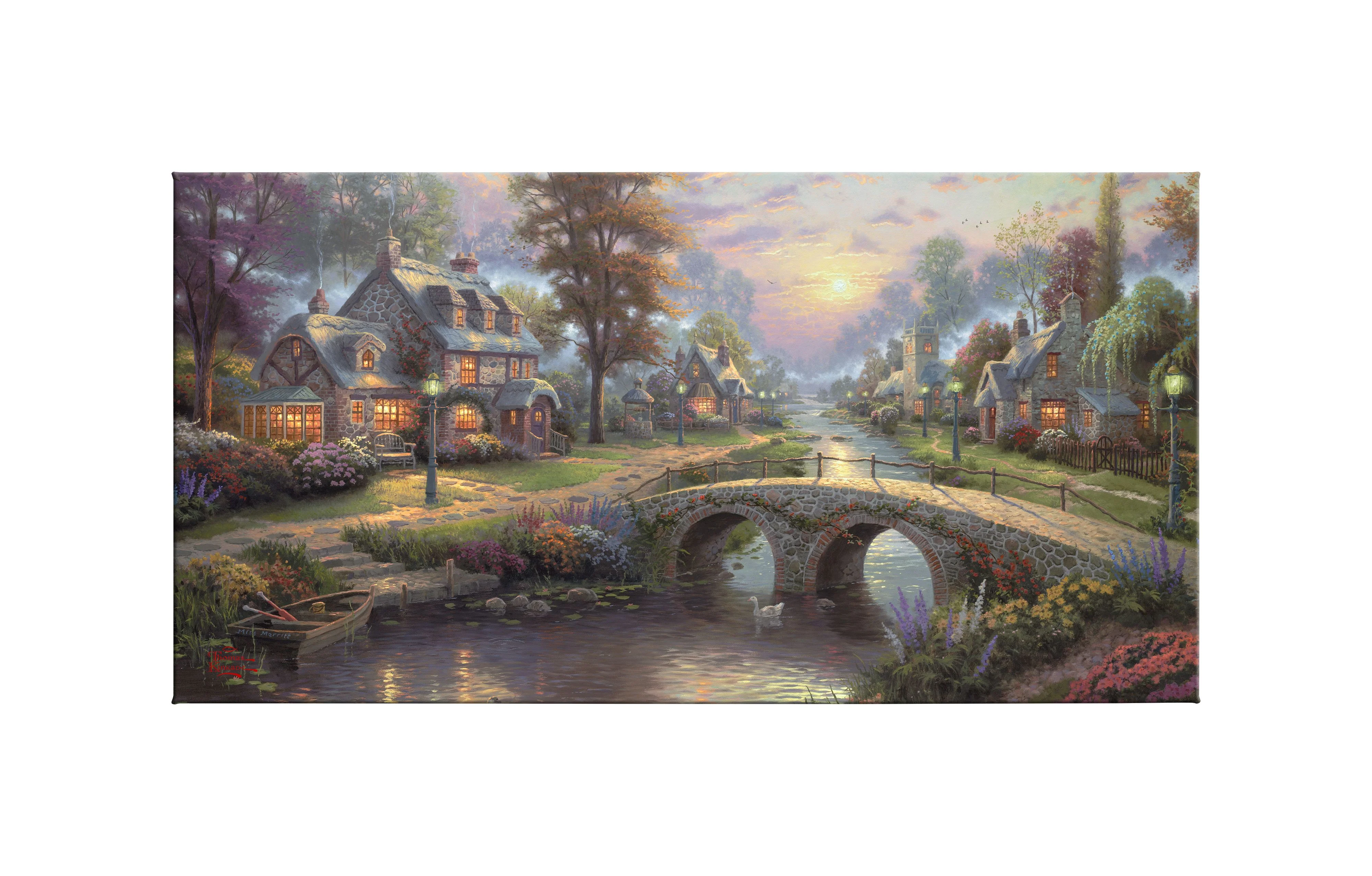 Sunset on Lamplight Lane - 16" x 31" Gallery Wrapped Canvas