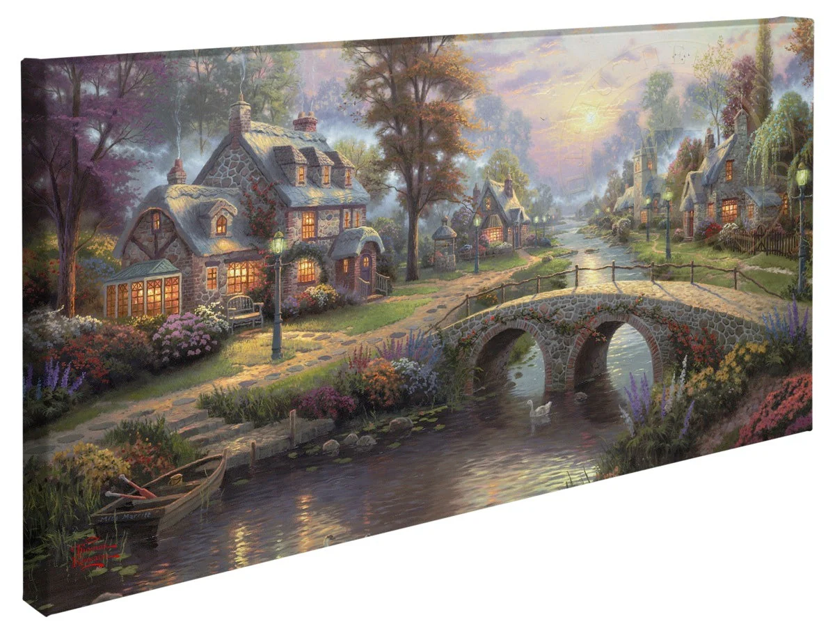 Sunset on Lamplight Lane - 16" x 31" Gallery Wrapped Canvas - Image 2