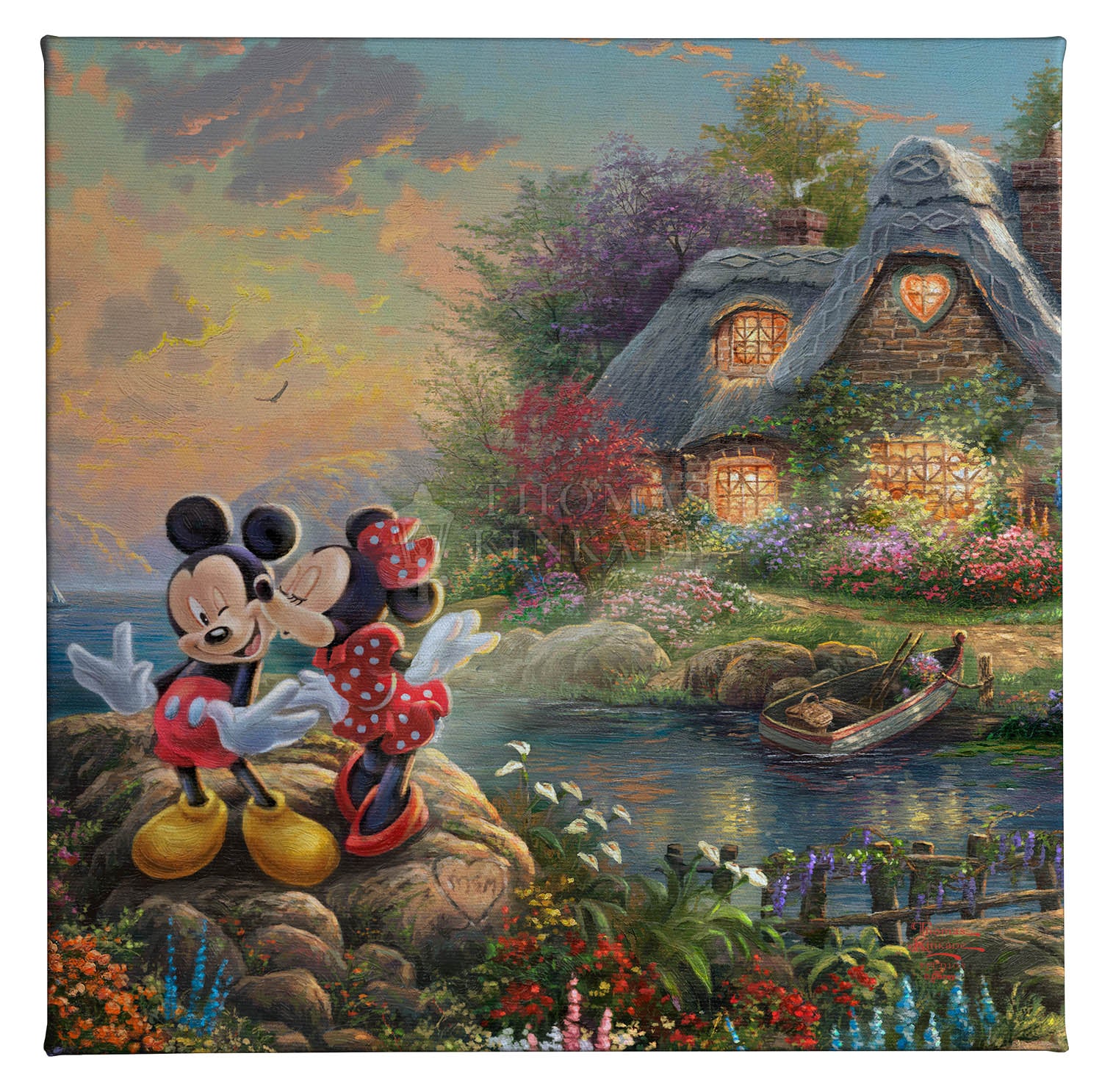 Disney Mickey and Minnie - Sweetheart Cove - 14" x 14" Gallery Wrapped Canvas