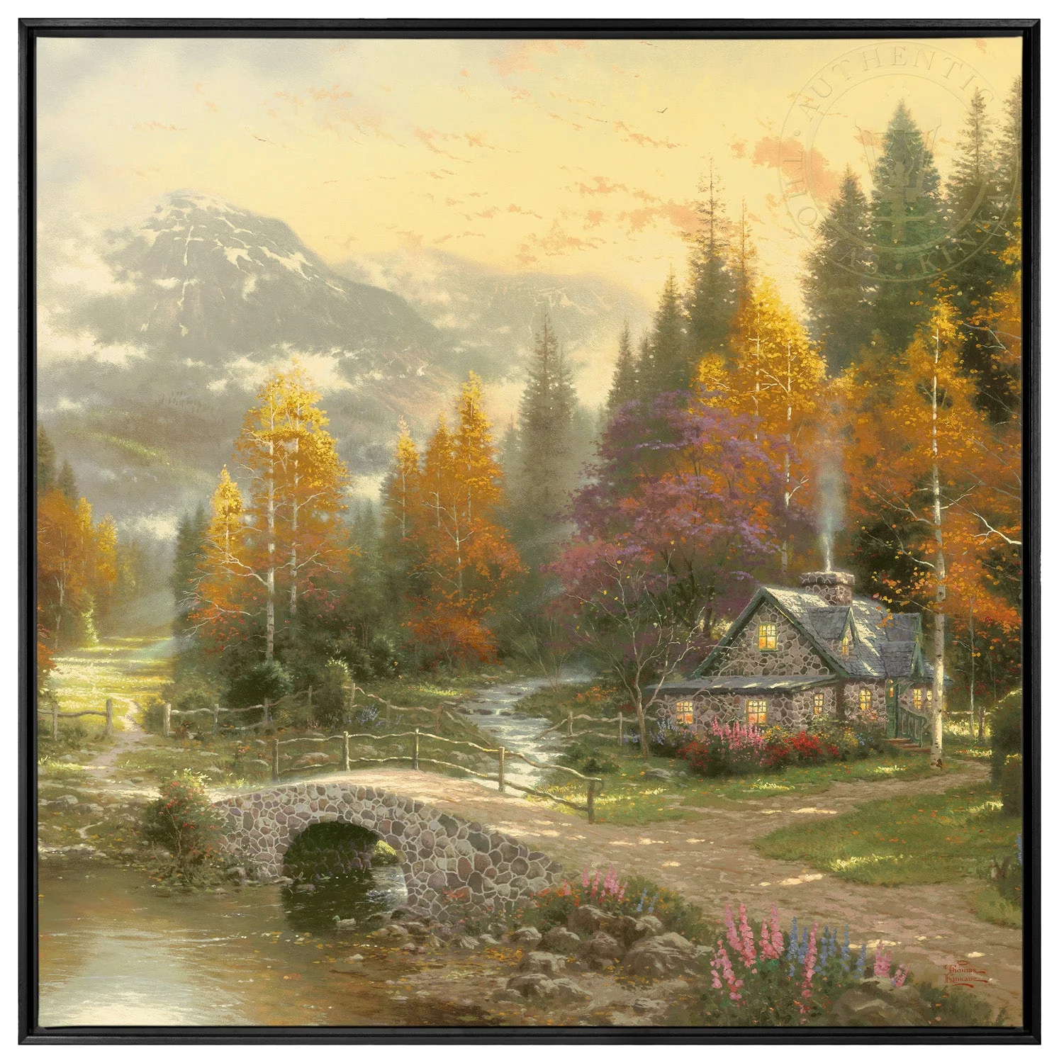 The Valley of Peace - 36" x 36" Canvas Wall Mural (Onyx Black Frame)