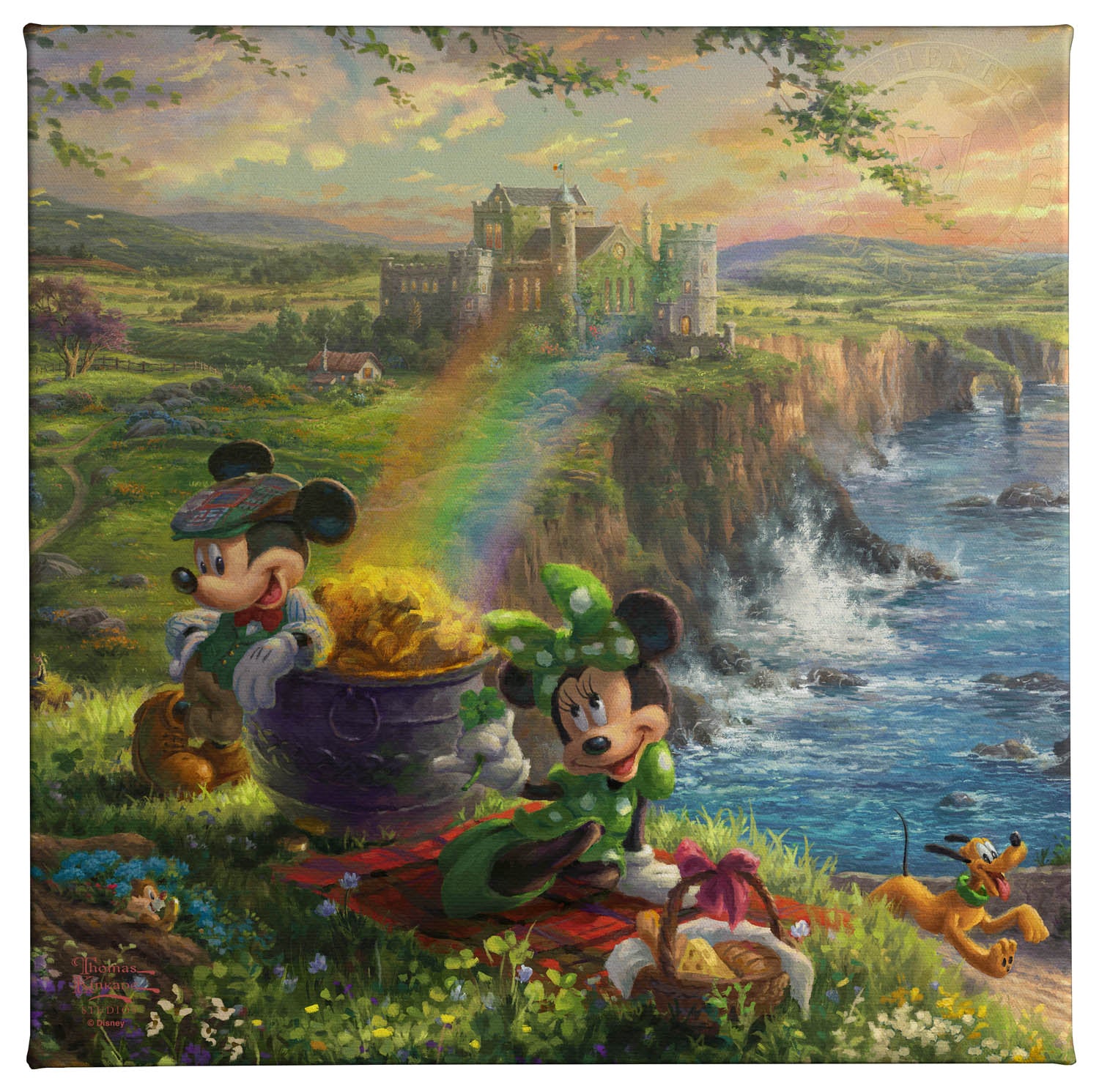 Disney Mickey and Minnie in Ireland - 14" x 14" Gallery Wrapped Canvas