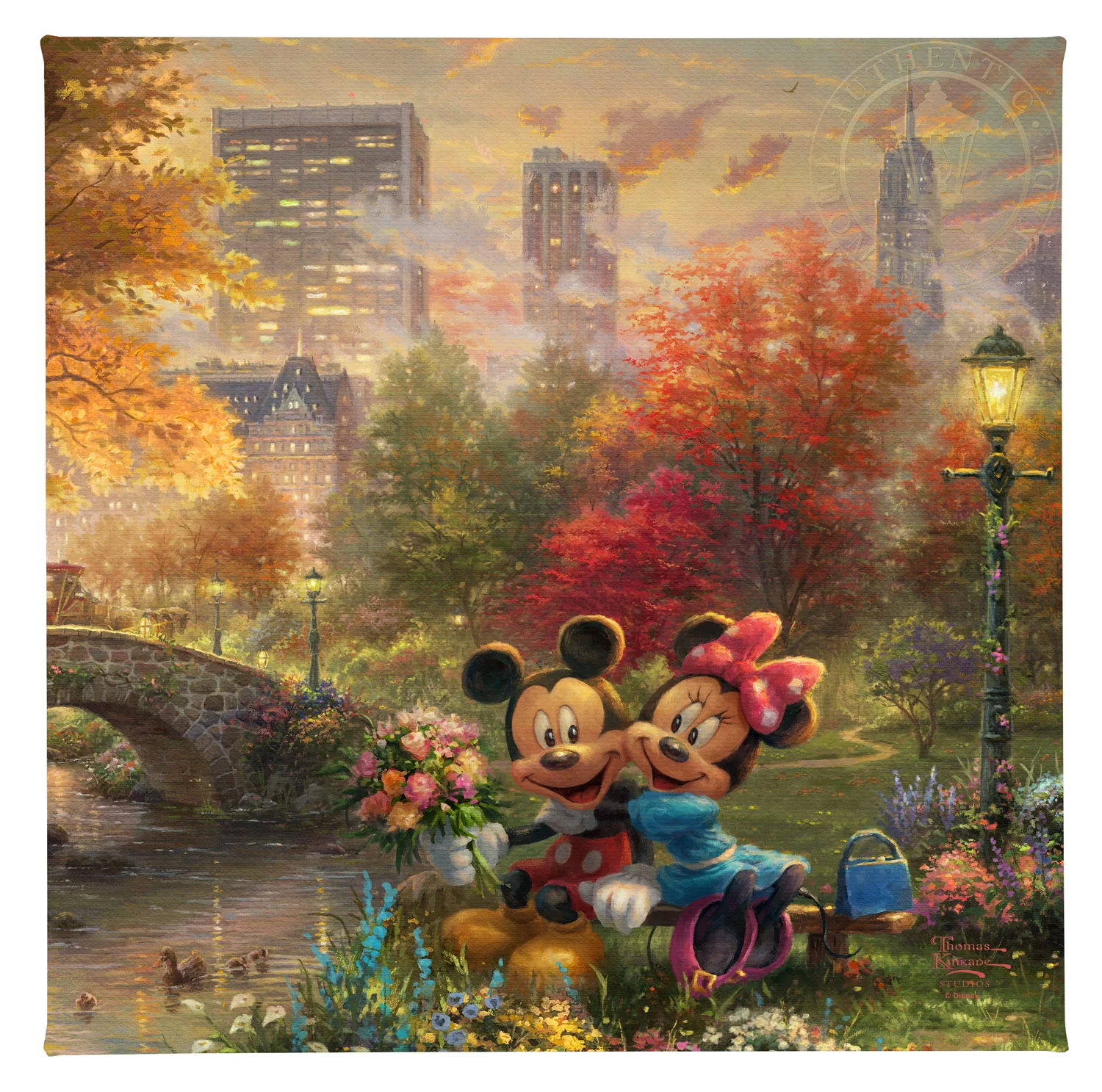 Disney Mickey and Minnie - Sweetheart Central Park - 14" x 14" Gallery Wrapped Canvas