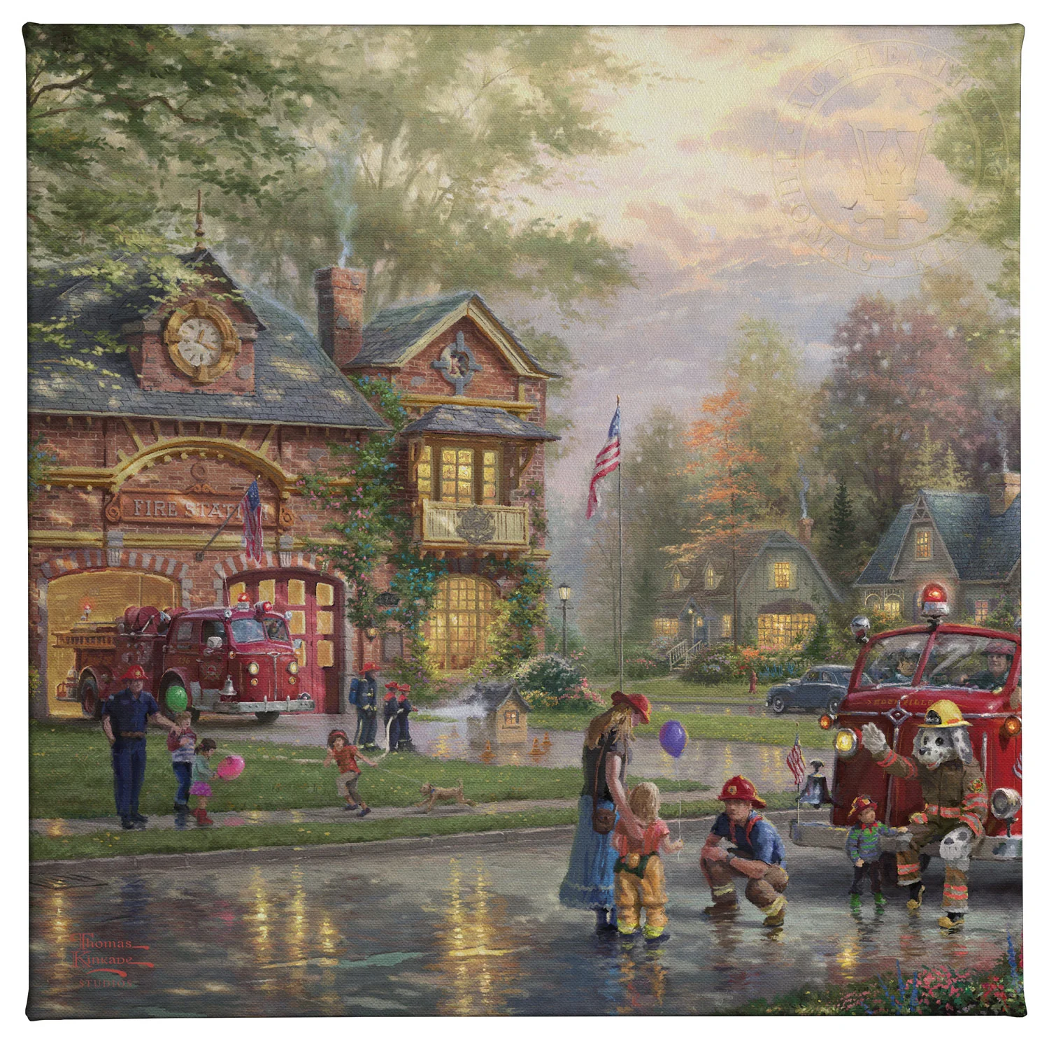 Hometown Firehouse - 14" x 14" Gallery Wrapped Canvas