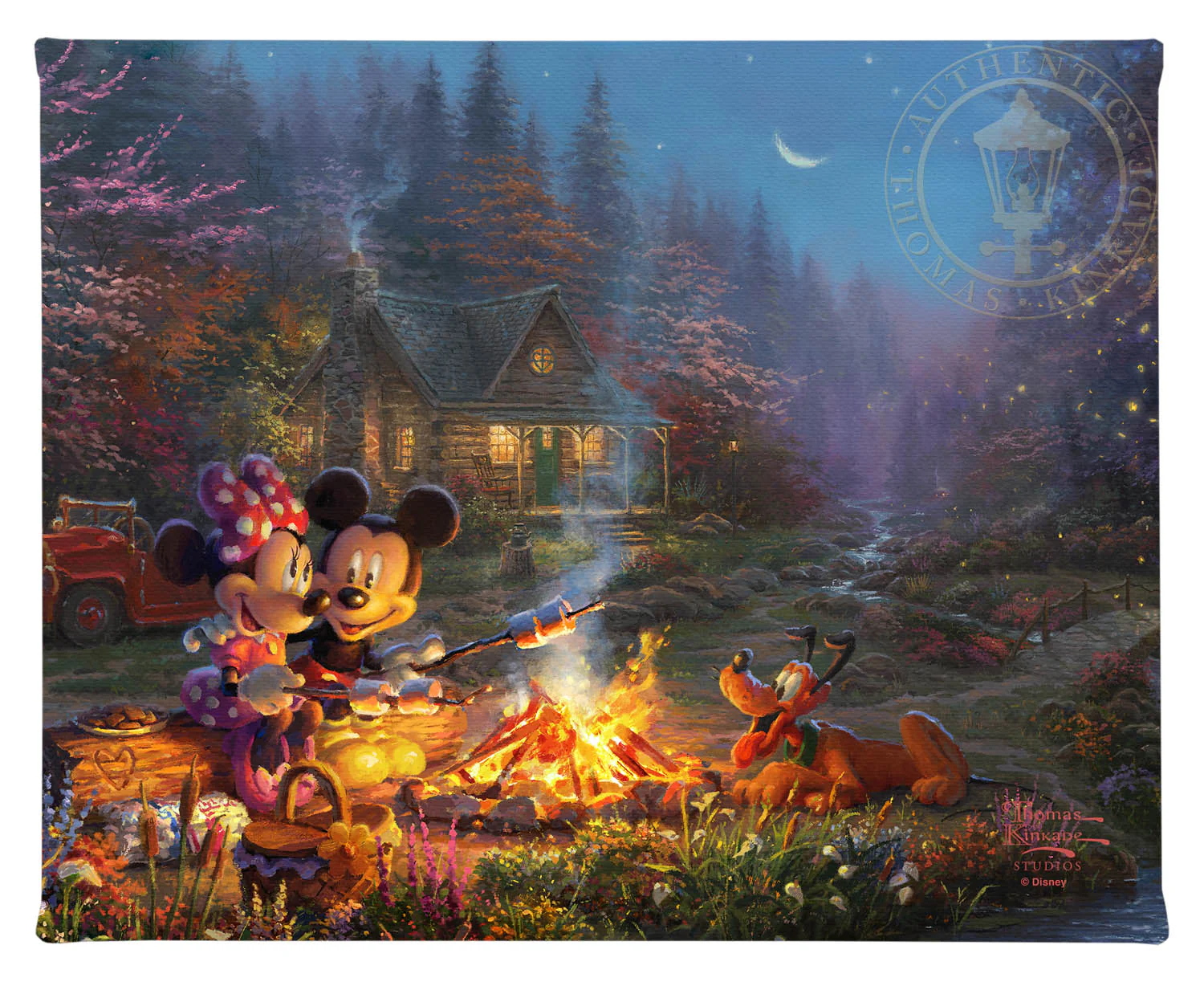 Disney Mickey and Minnie - Sweetheart Campfire - 8" x 10" Gallery Wrapped Canvas