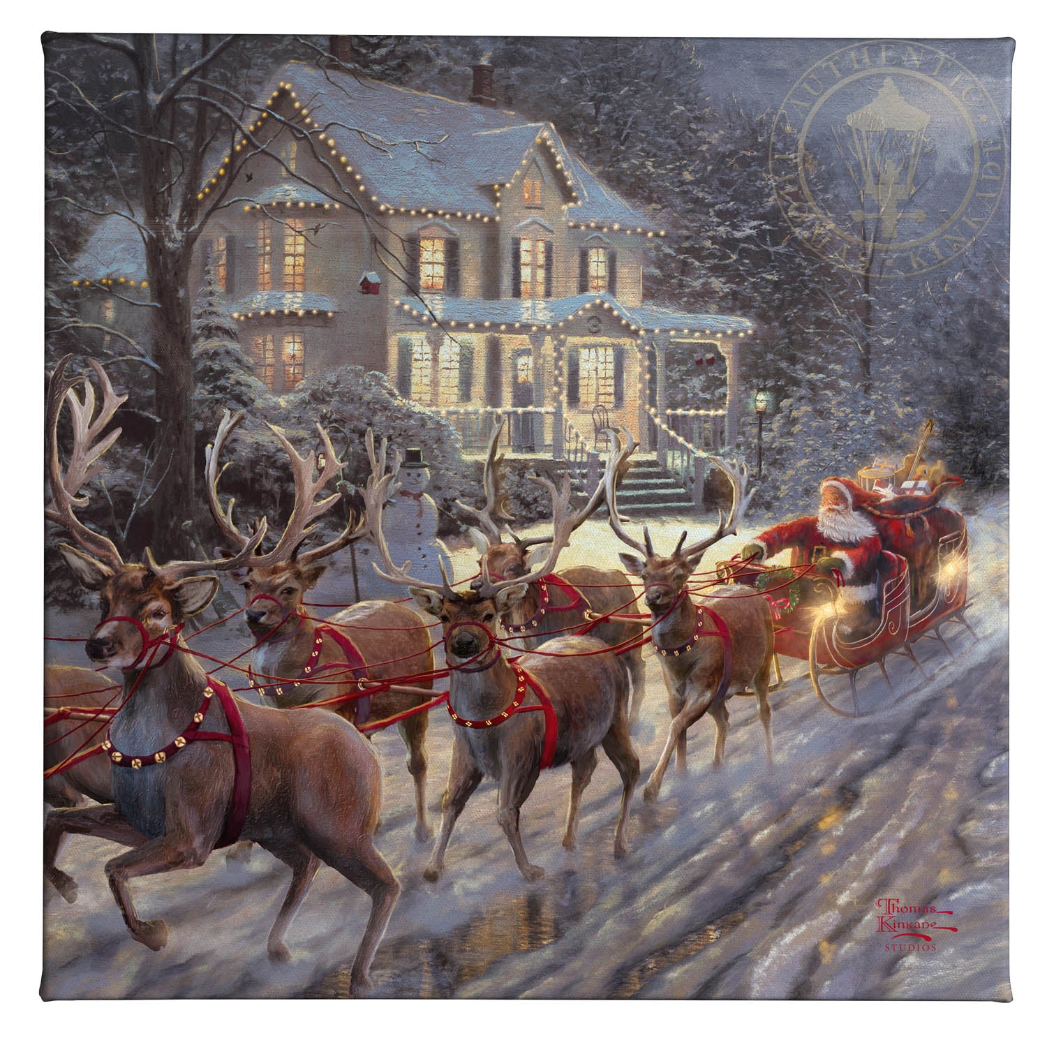 Here Comes Santa Claus - 14" x 14" Gallery Wrapped Canvas