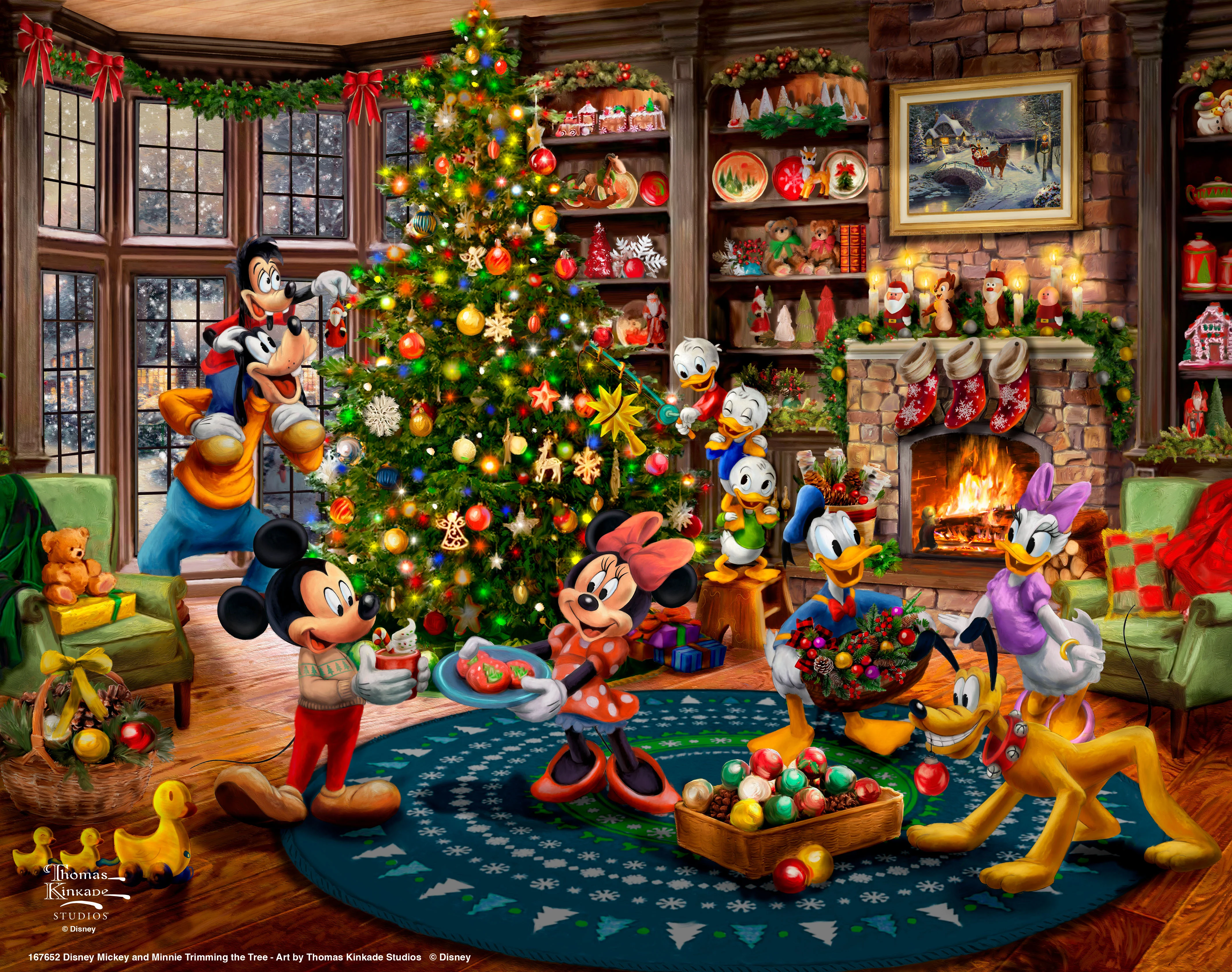 Disney Mickey and Minnie Trimming the Tree - Art Prints - Image 6
