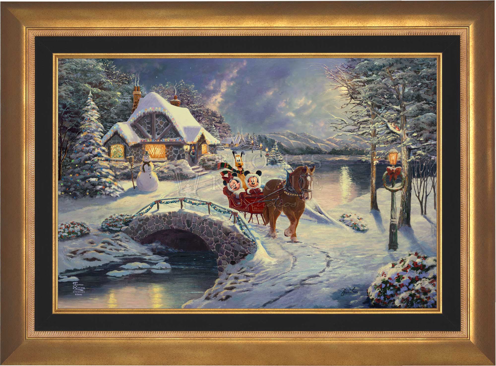 Disney Mickey and Minnie Evening Sleigh Ride - Limited Edition Canvas - Image 4