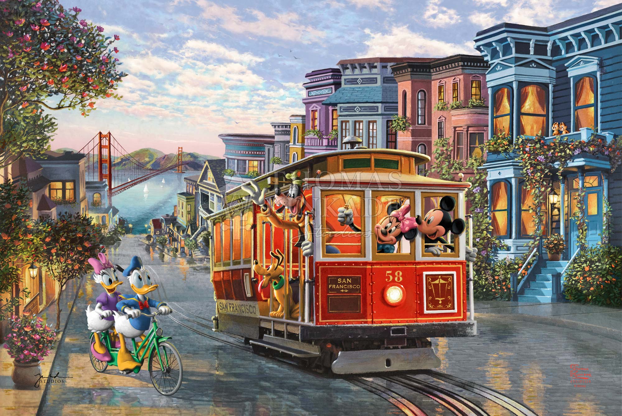 Disney Mickey and Minnie in San Francisco - Jewel Edition Art - Image 2
