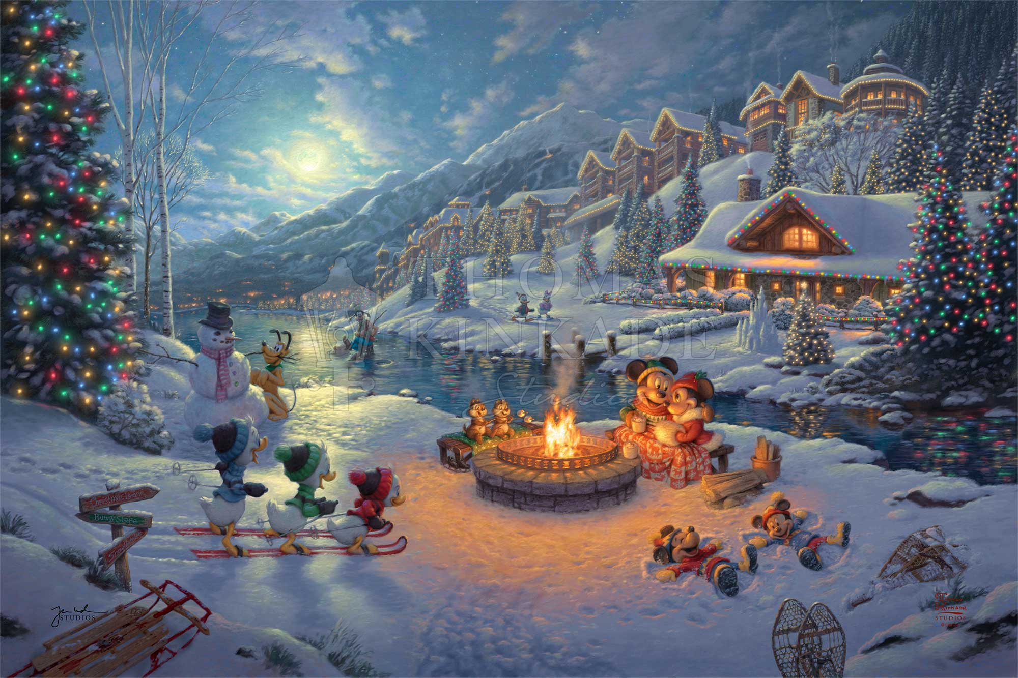 Disney Mickey and Minnie Christmas Lodge - Limited Edition Canvas - Image 18