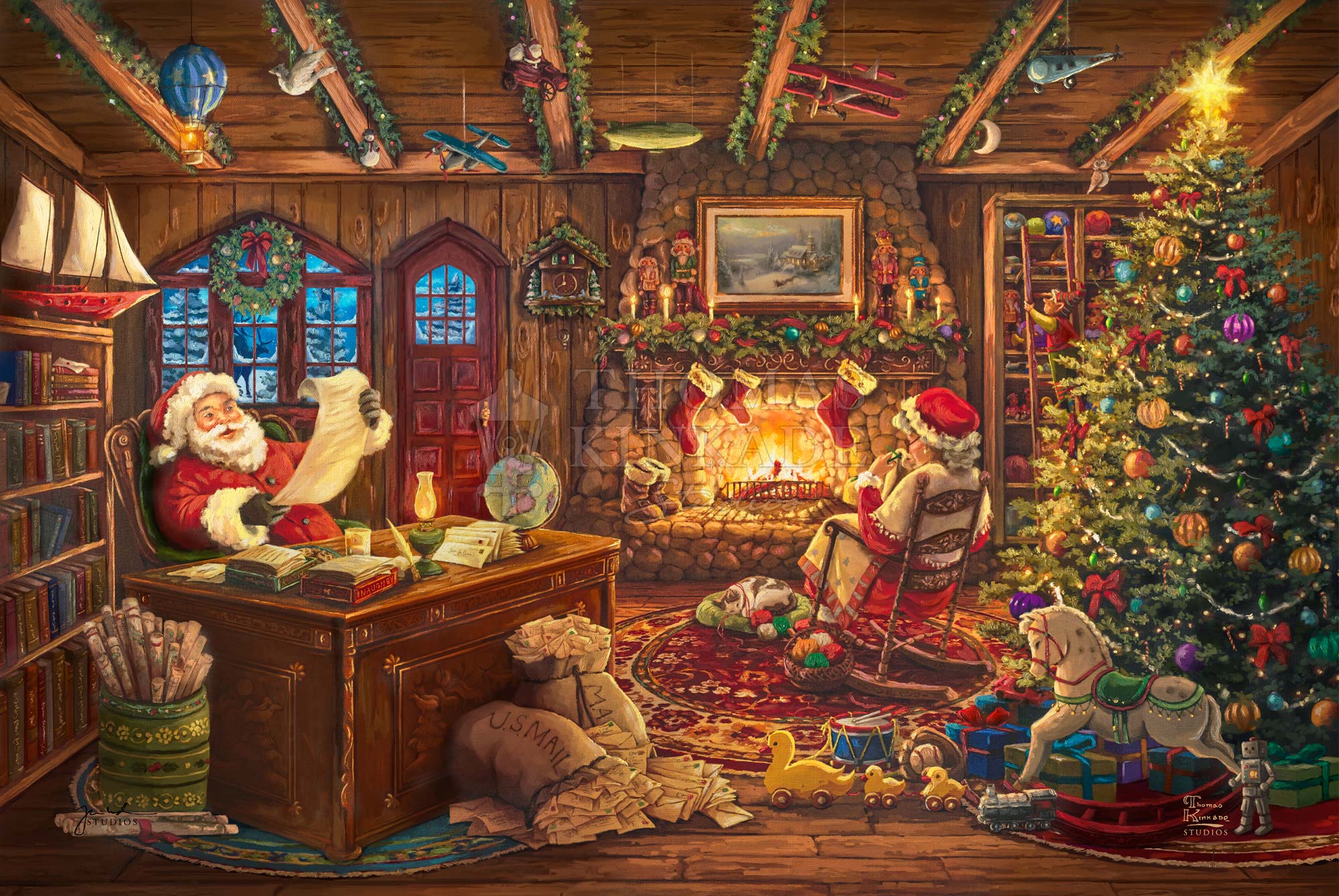 Santa Checking His List - Limited Edition Canvas - Image 2
